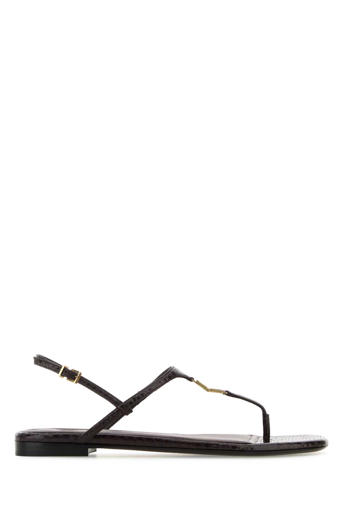 Chocolate Leather Fold Thong Sandals