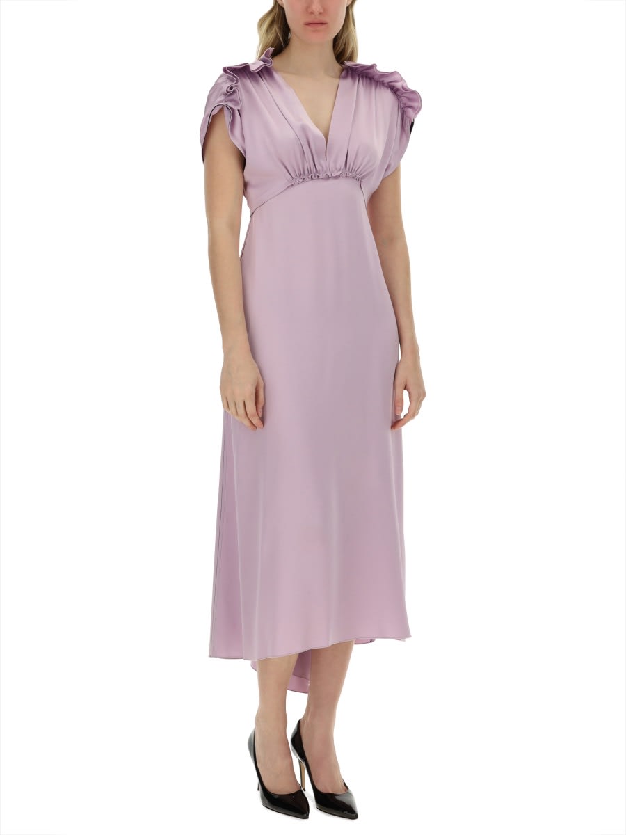 Shop Victoria Beckham V-neck Dress In Lilac