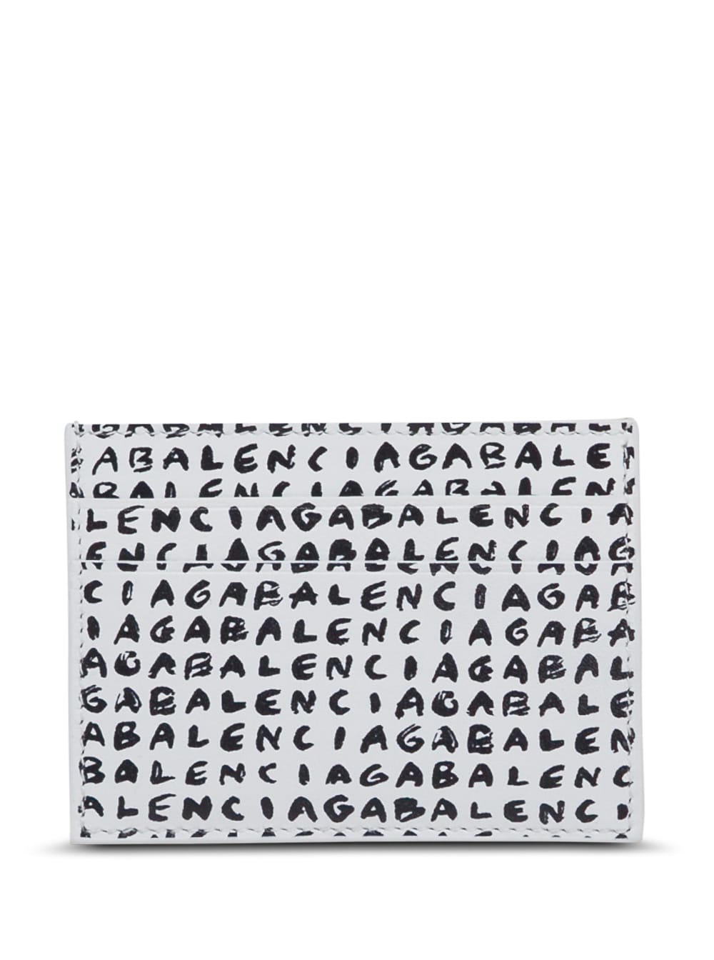 Balenciaga Leather Card Holder With Allover Logo Print