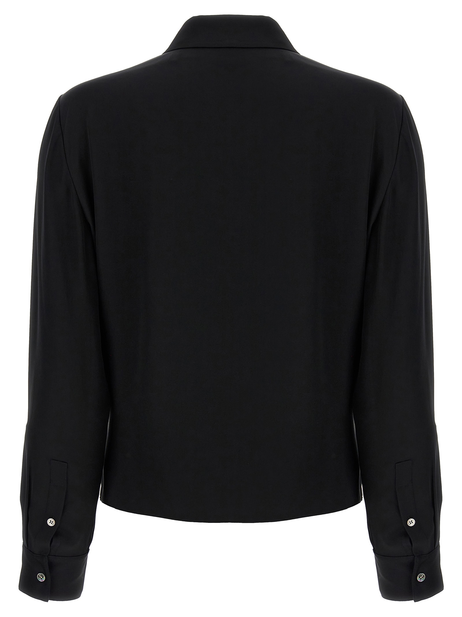 Theory Black Blouse With Peak Revers And Crossover Neck In Black