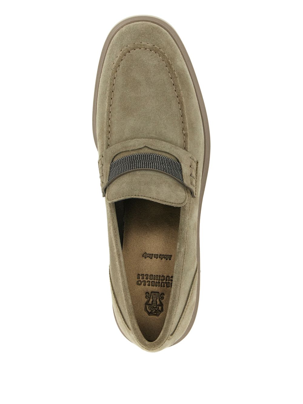 Brunello Cucinelli Monile Suede Loafers Rubber Sole Stitching In Multi