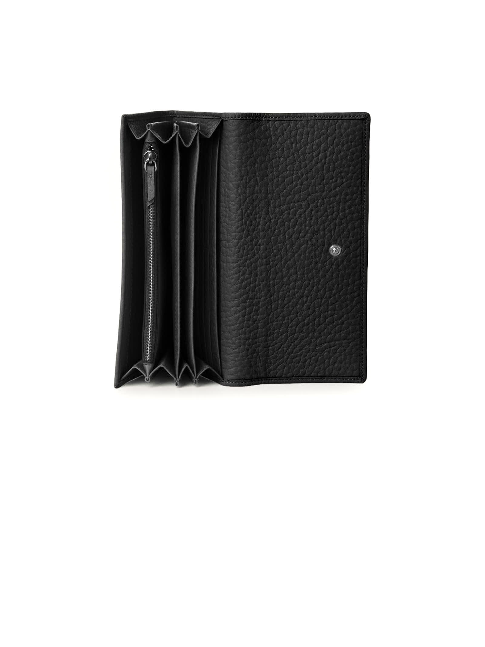 Shop Orciani Soft Leather Wallet In Black