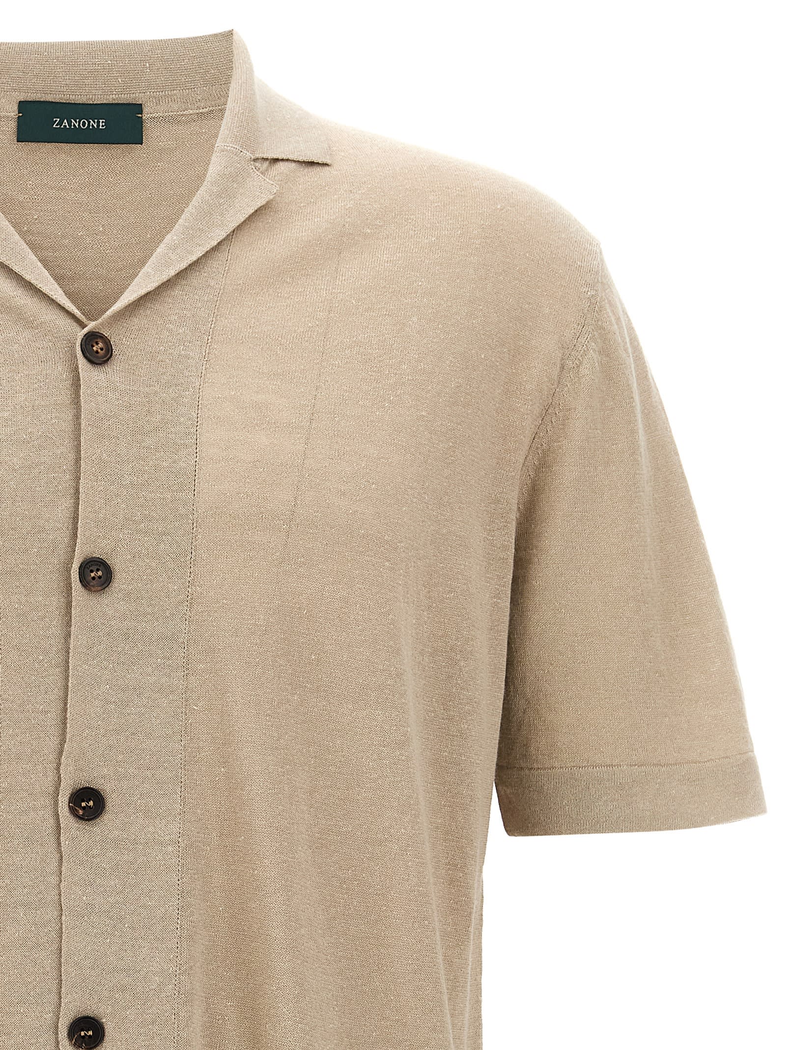 Zanone Linen Shirt In Neutral