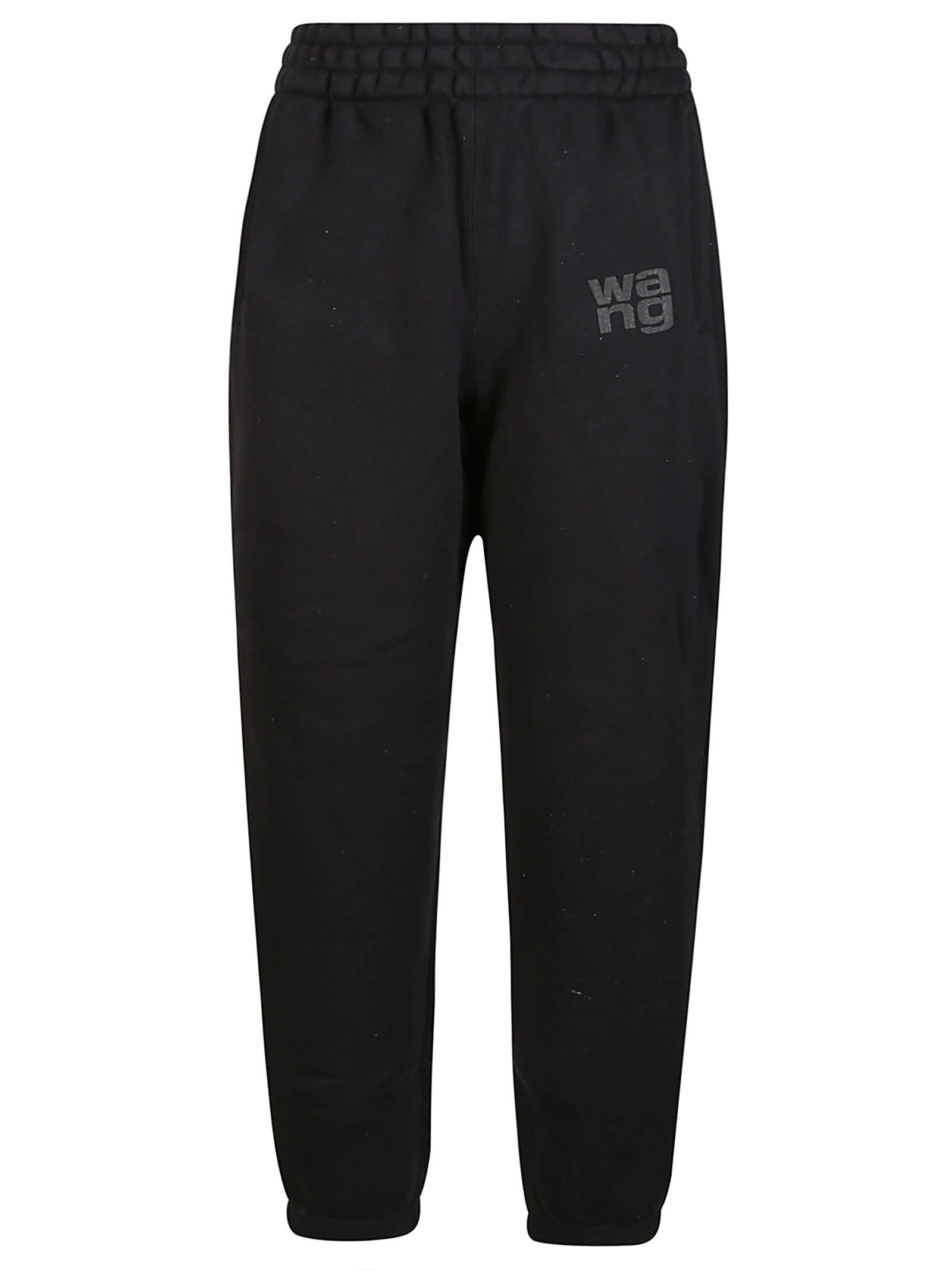 Shop Alexander Wang T Puff Paint Logo Esential Terry Classic Sweatpant In Black