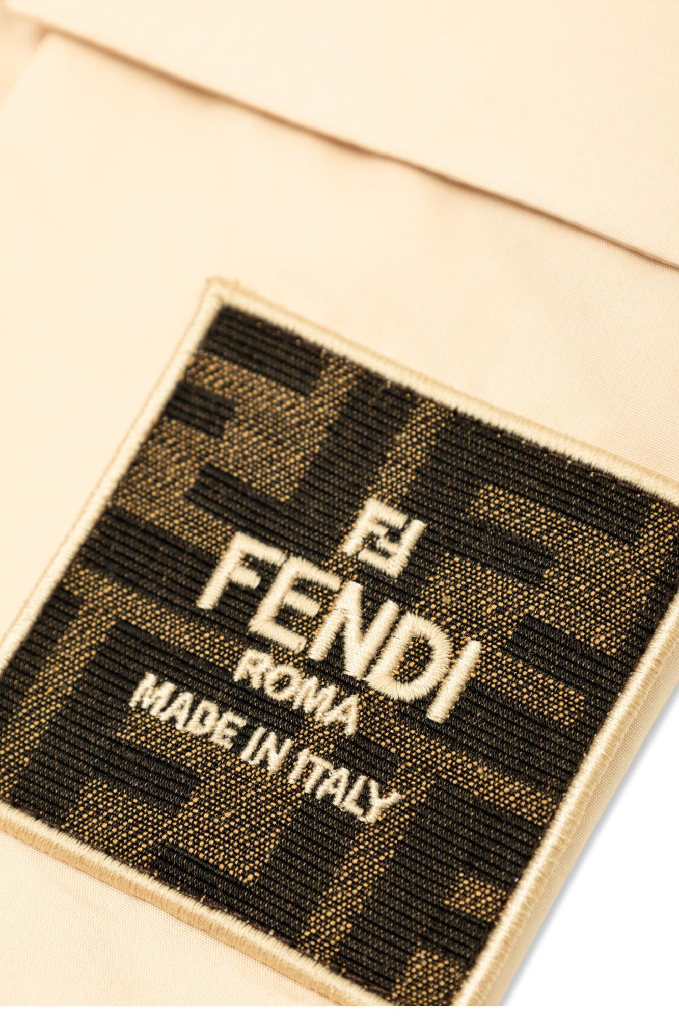 Fendi Brand-appliqué Wide-leg Cotton Cargo Trousers 8-12 Years Linen In Rosa