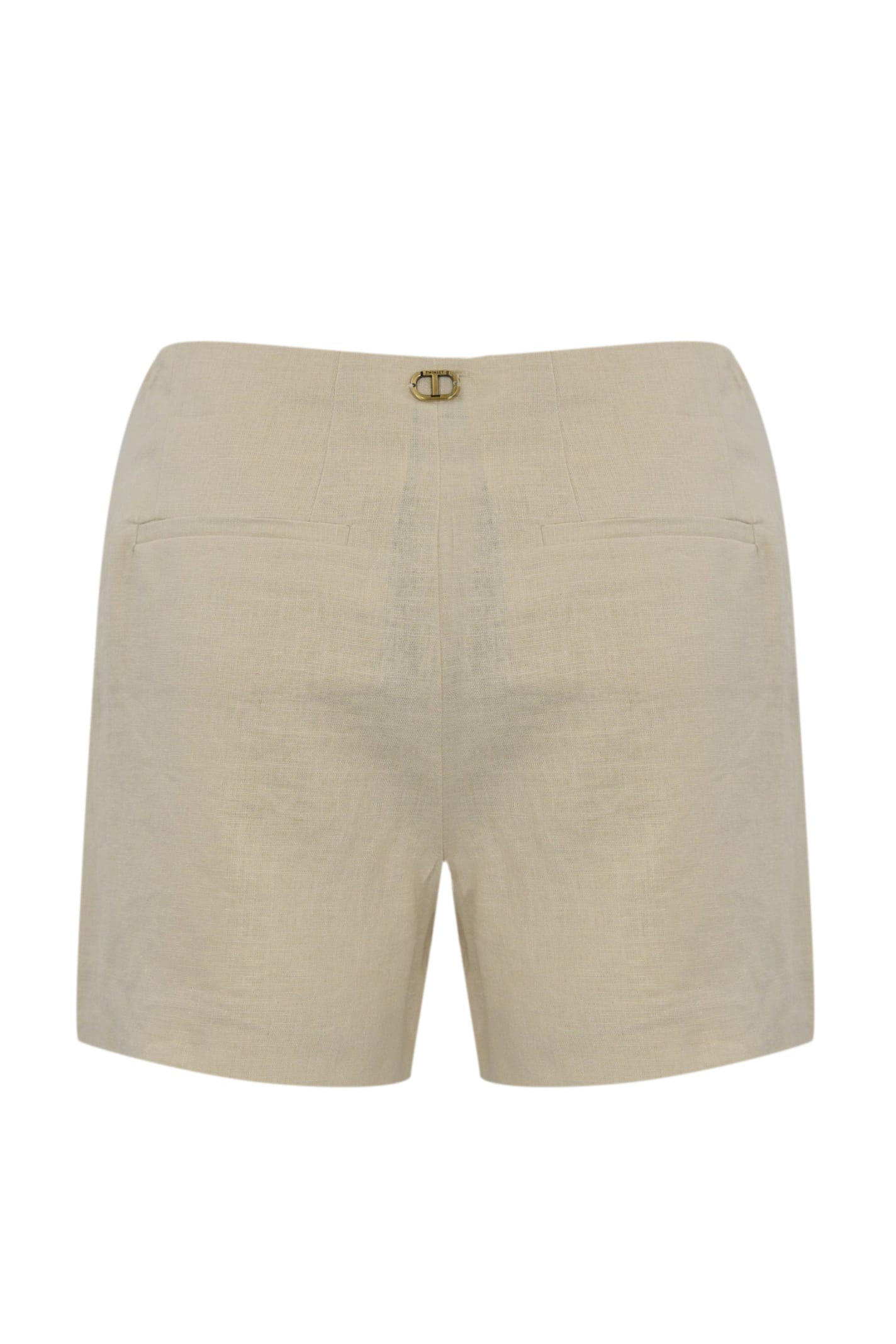 Twinset Twin-set Tailored Gray Shorts With Intricate Embroidery In Madreperla