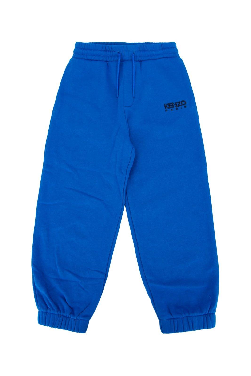 Kenzo Kids' Logo Embroidered Elasticated Ankles Track Pants In A Blu