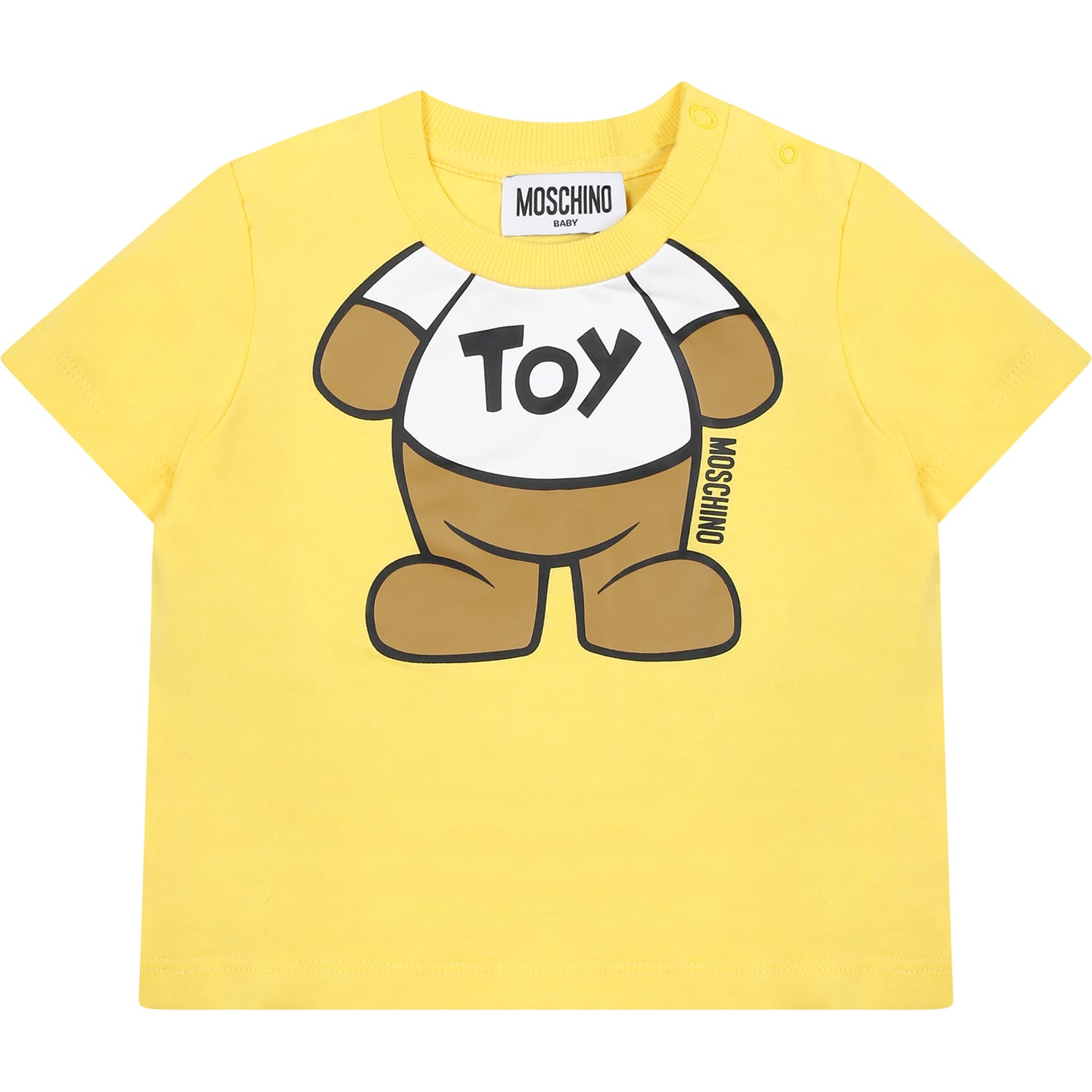 Shop Moschino Yellow T-shirt For Baby Kids With Teddy Bear