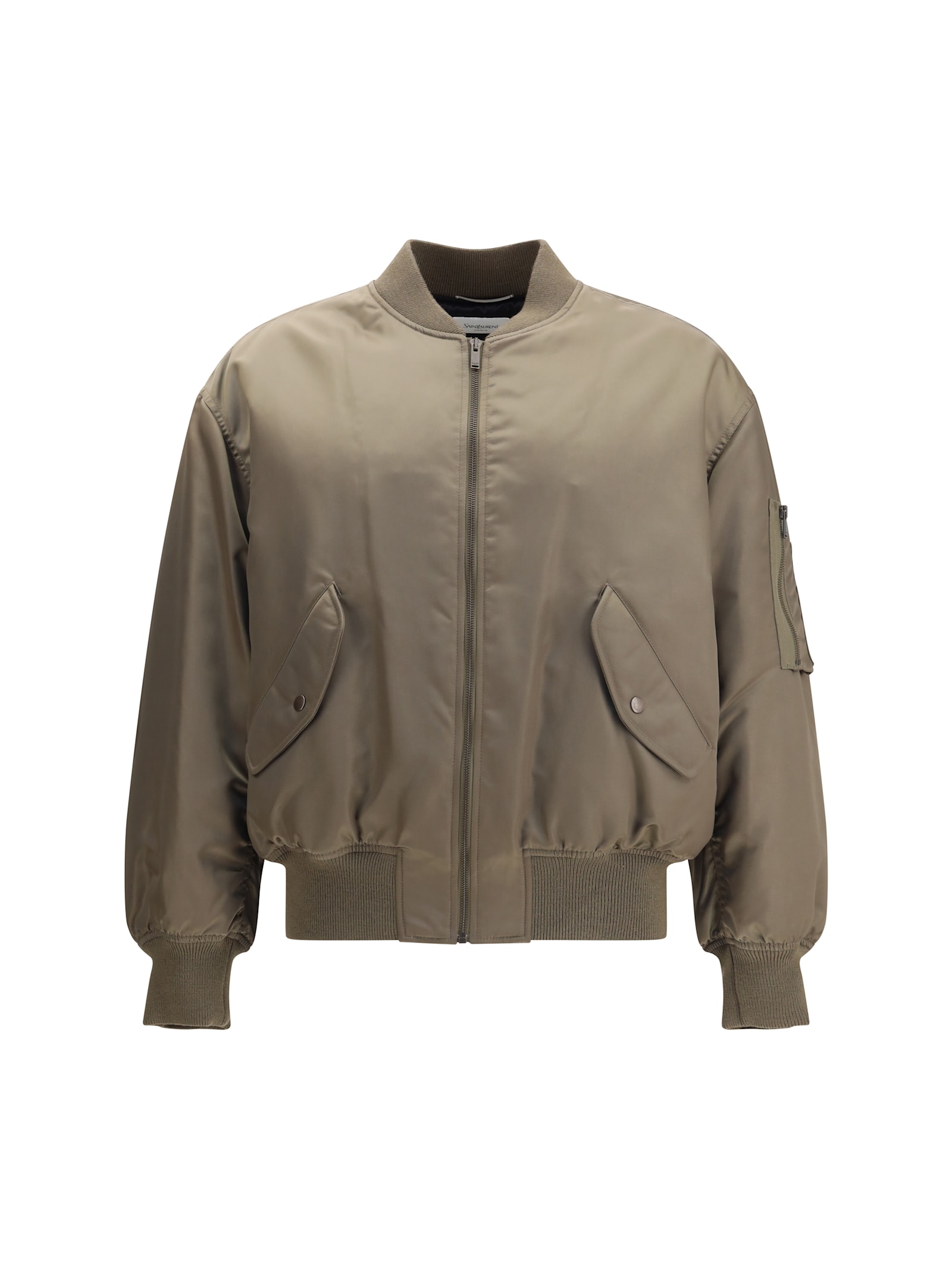Saint Laurent Serge Bomber Jacket Puffer Jackets Green In Brown