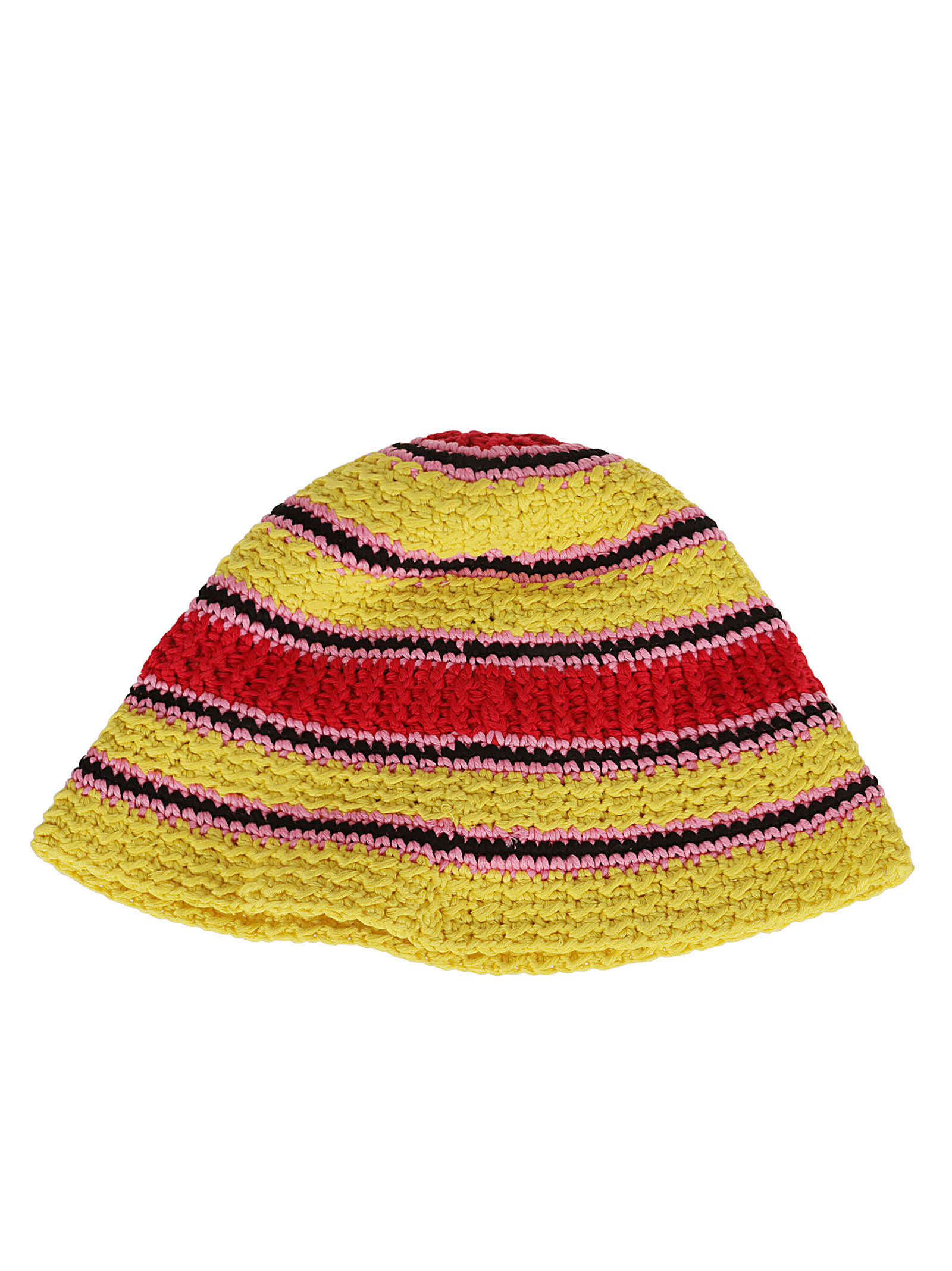 Shop Stella Mccartney Striped Cotton Crochet Hat In Pink