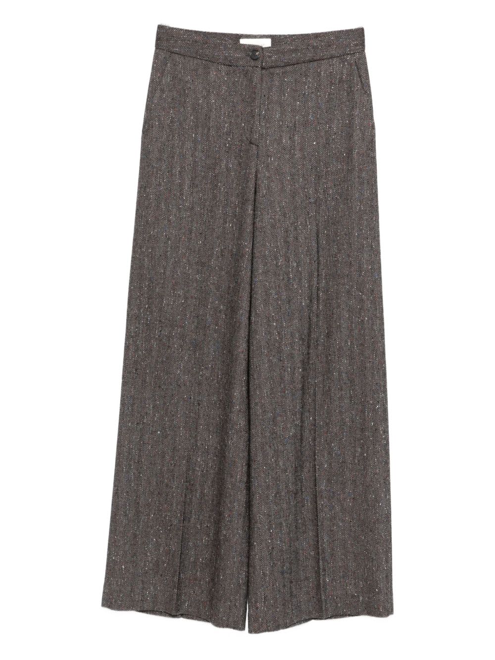 Via Masini 80 Wool Blend Trousers In Brown