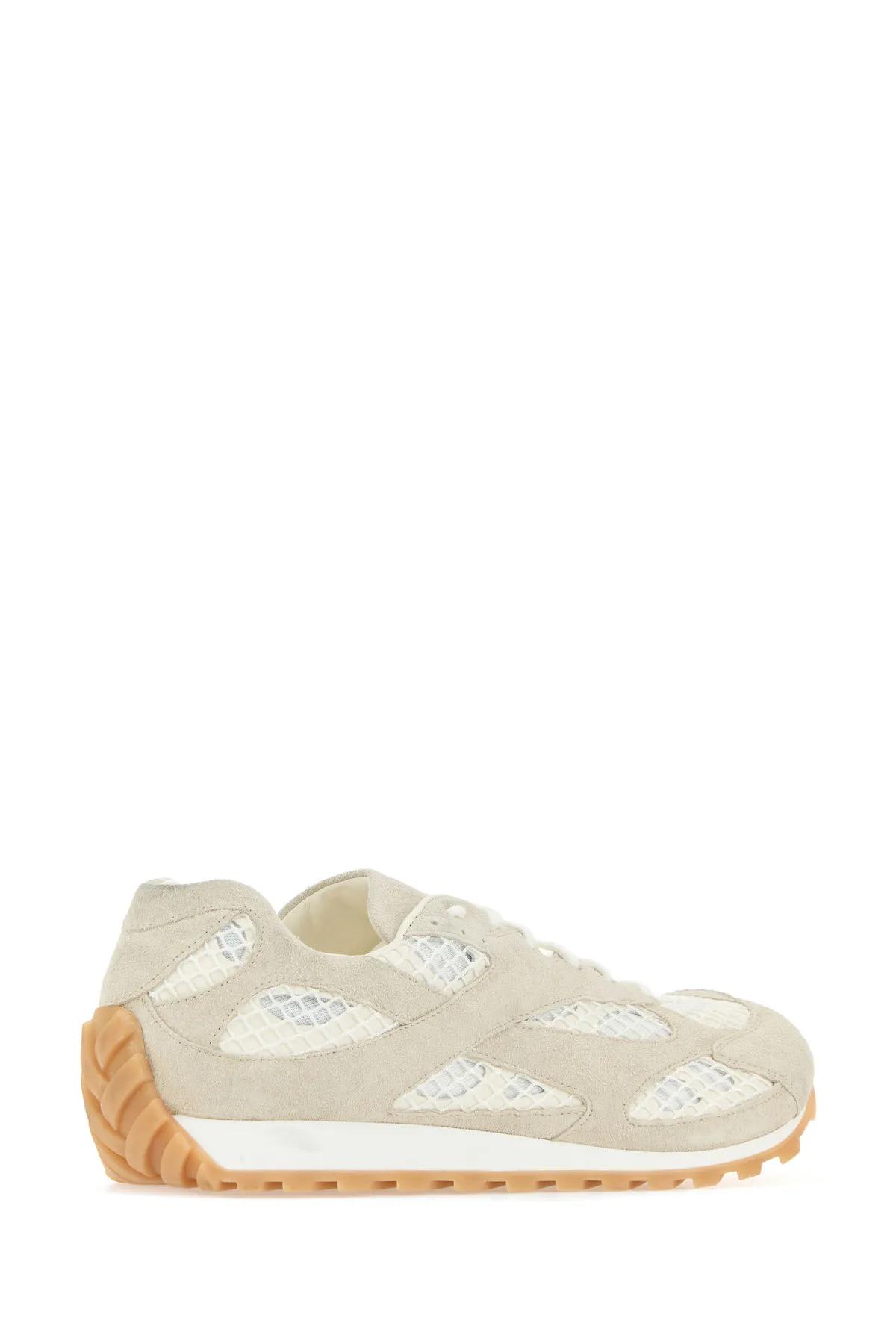 Shop Bottega Veneta Bicolor Mesh And Suede Orbit Sneakers In Bianco