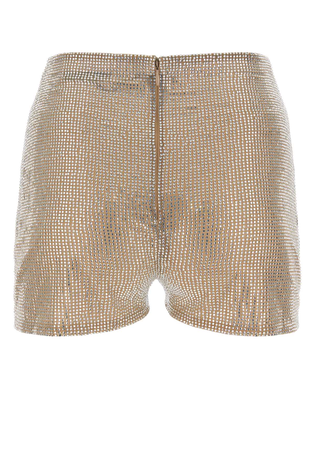 Shop Giuseppe Di Morabito Embellished Mesh Shorts In Silver