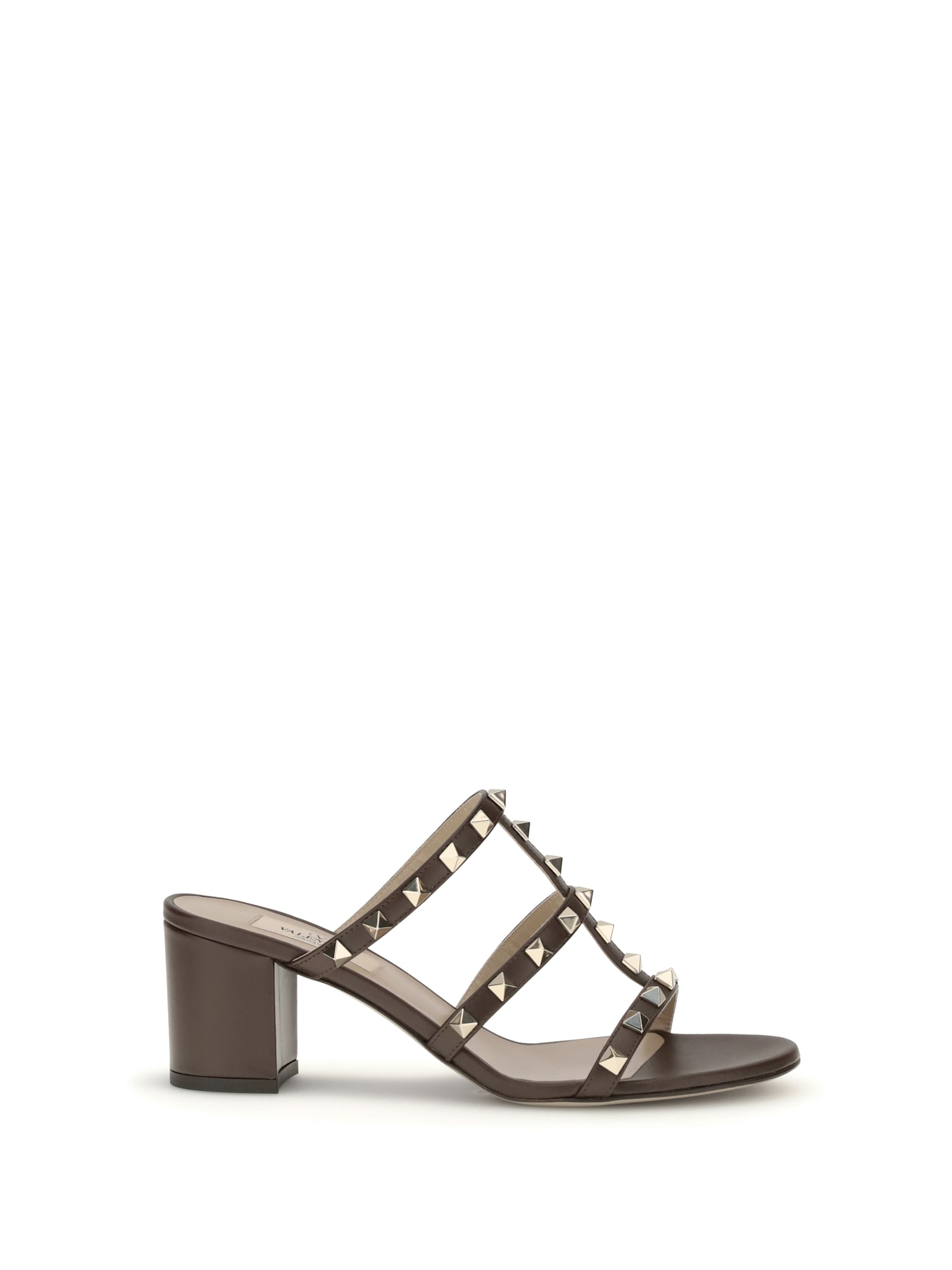 Valentino 60mm Rockstud-embellished Sandals In Gray