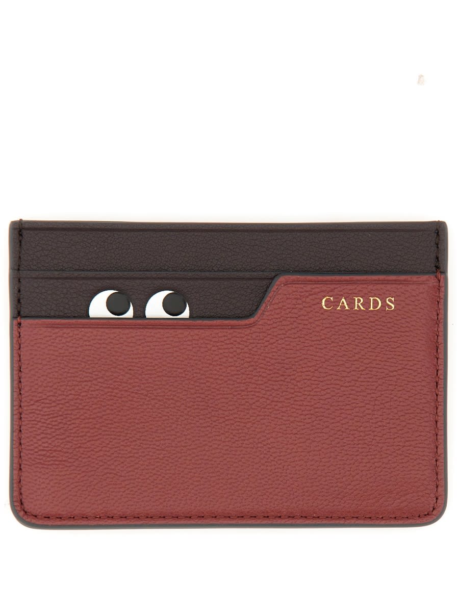 Shop Anya Hindmarch Eyes Card Holder In Bordeaux