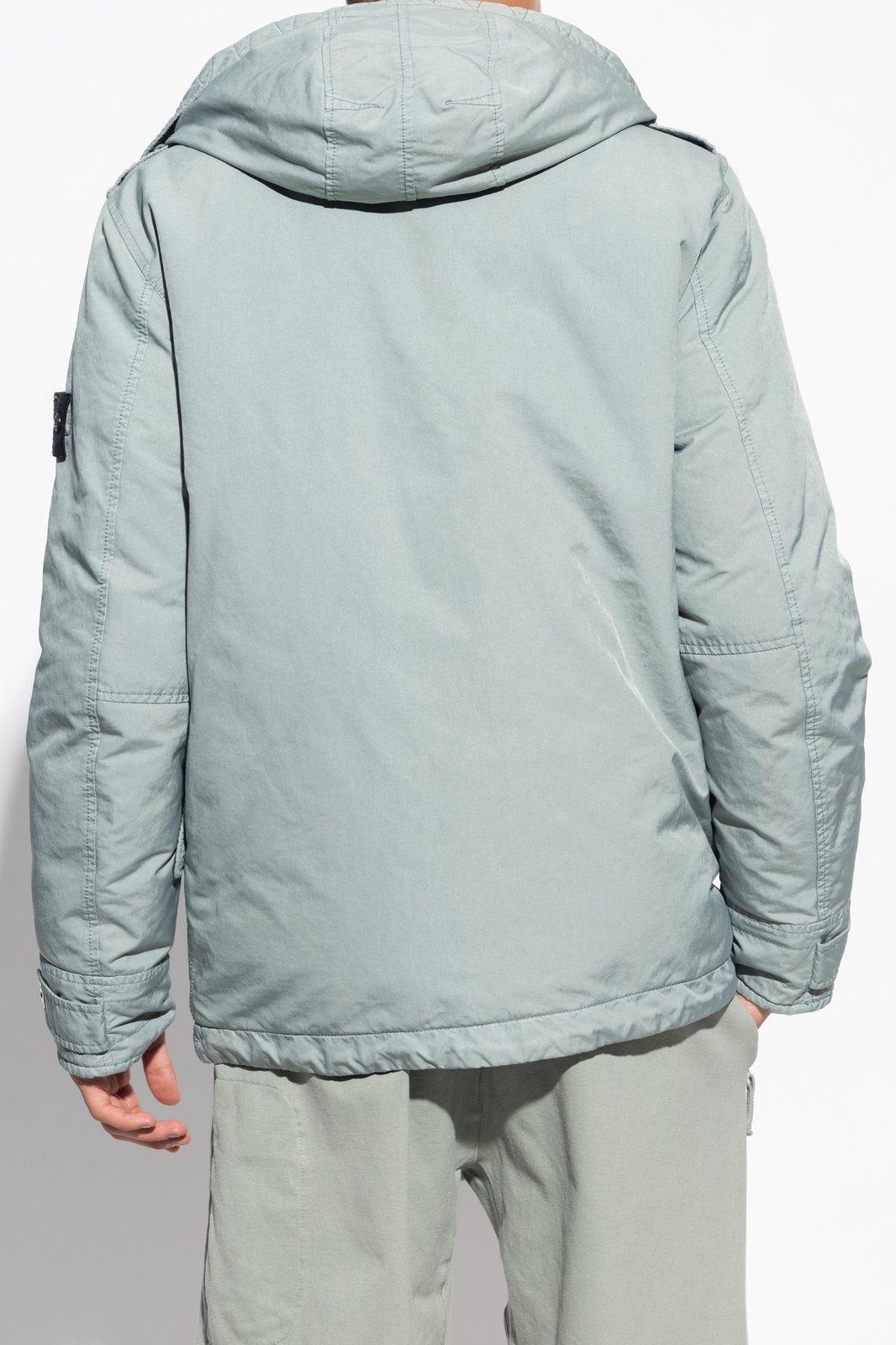 Shop Stone Island Highneck Hooded Jacket In Multicolour