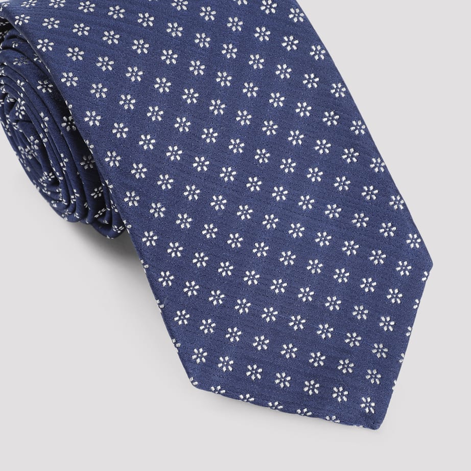 Shop Kiton Silk Tie In Blu Scuro Bianco