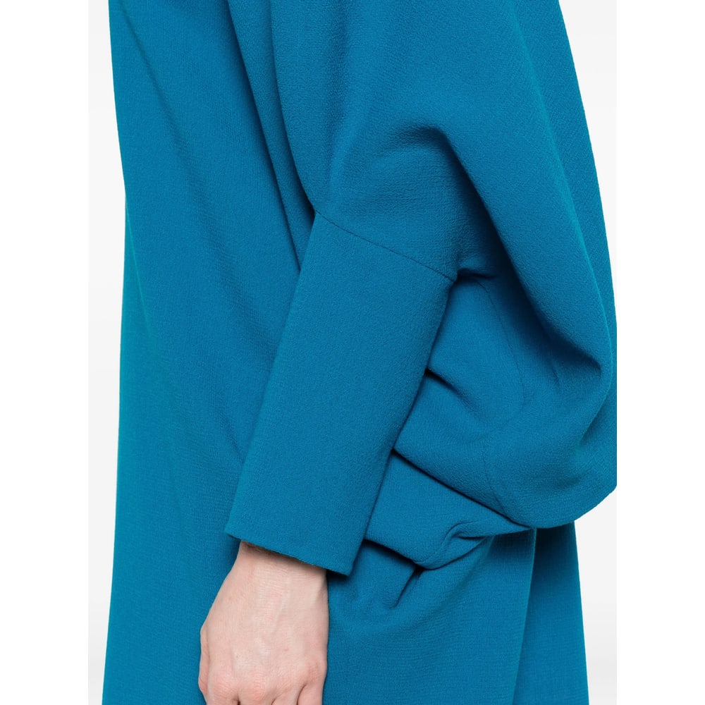 Gianluca Capannolo Round-neck Bell-sleeve Dress In Blue