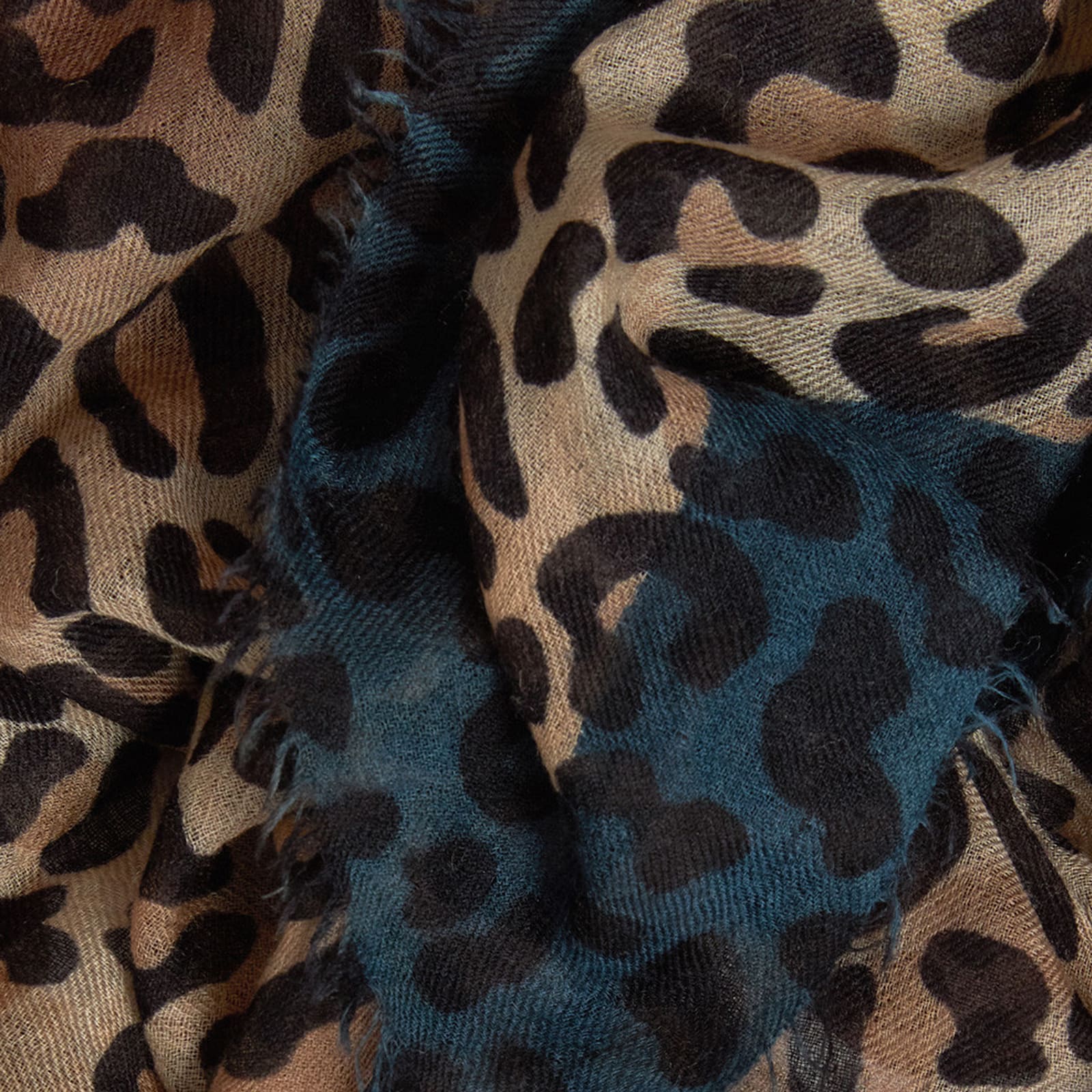 Faliero Sarti Leopard Print Rectangular Scarf Fringed Edges In Brown