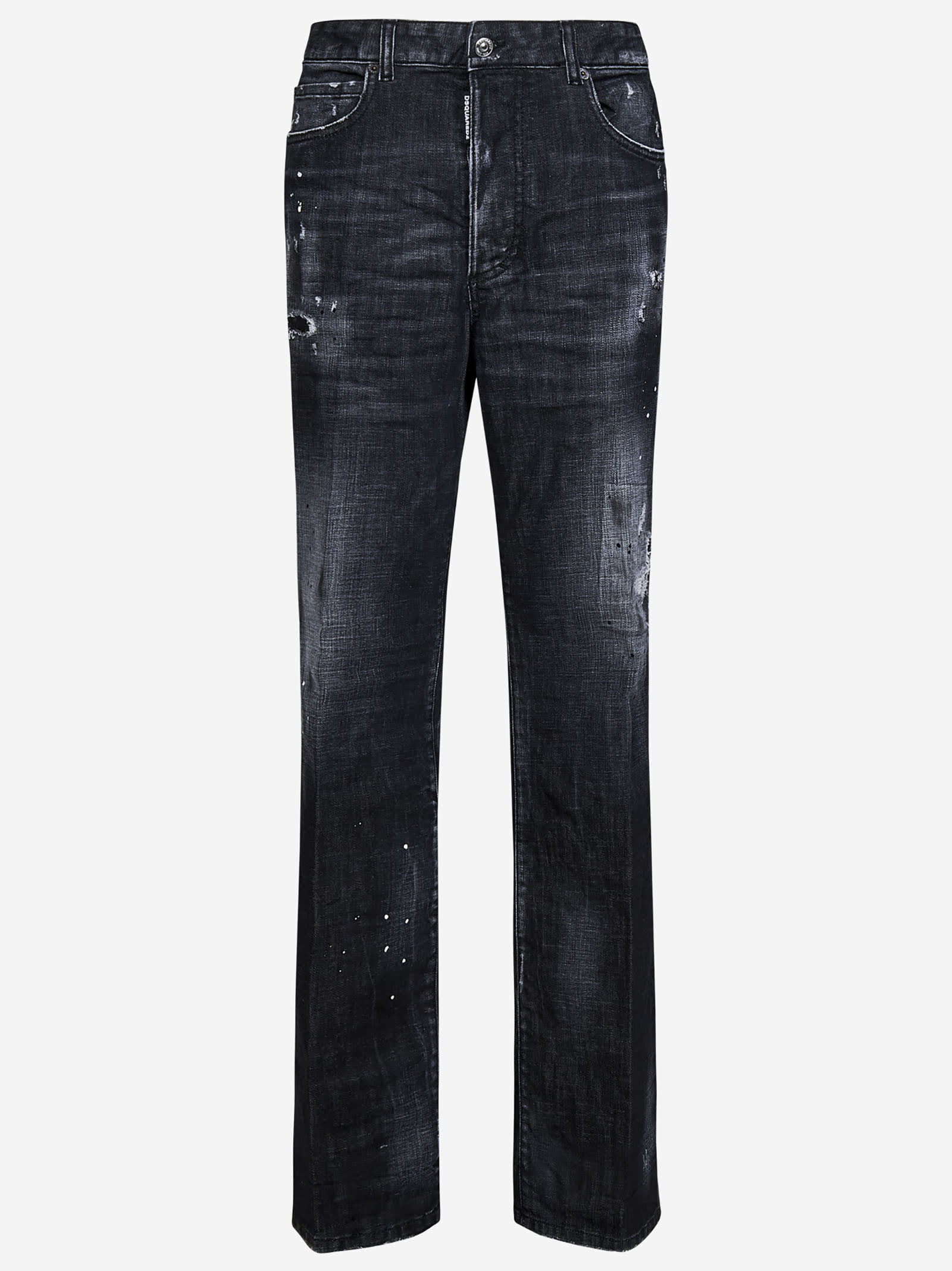 Dsquared2 Black Ripped Knee Wash Roadie Jeans