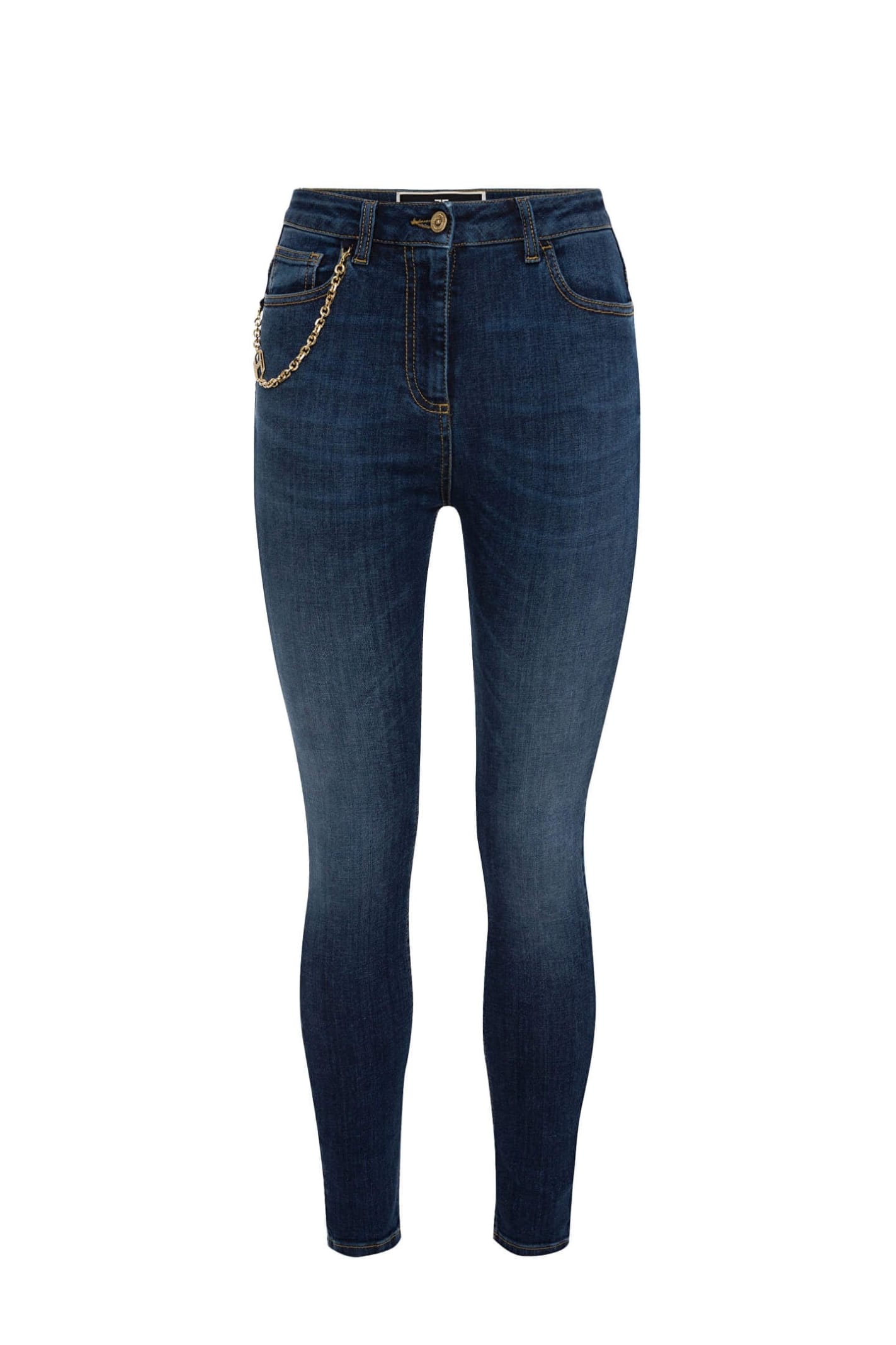 Elisabetta Franchi Blue Skinny Jeans With Chain