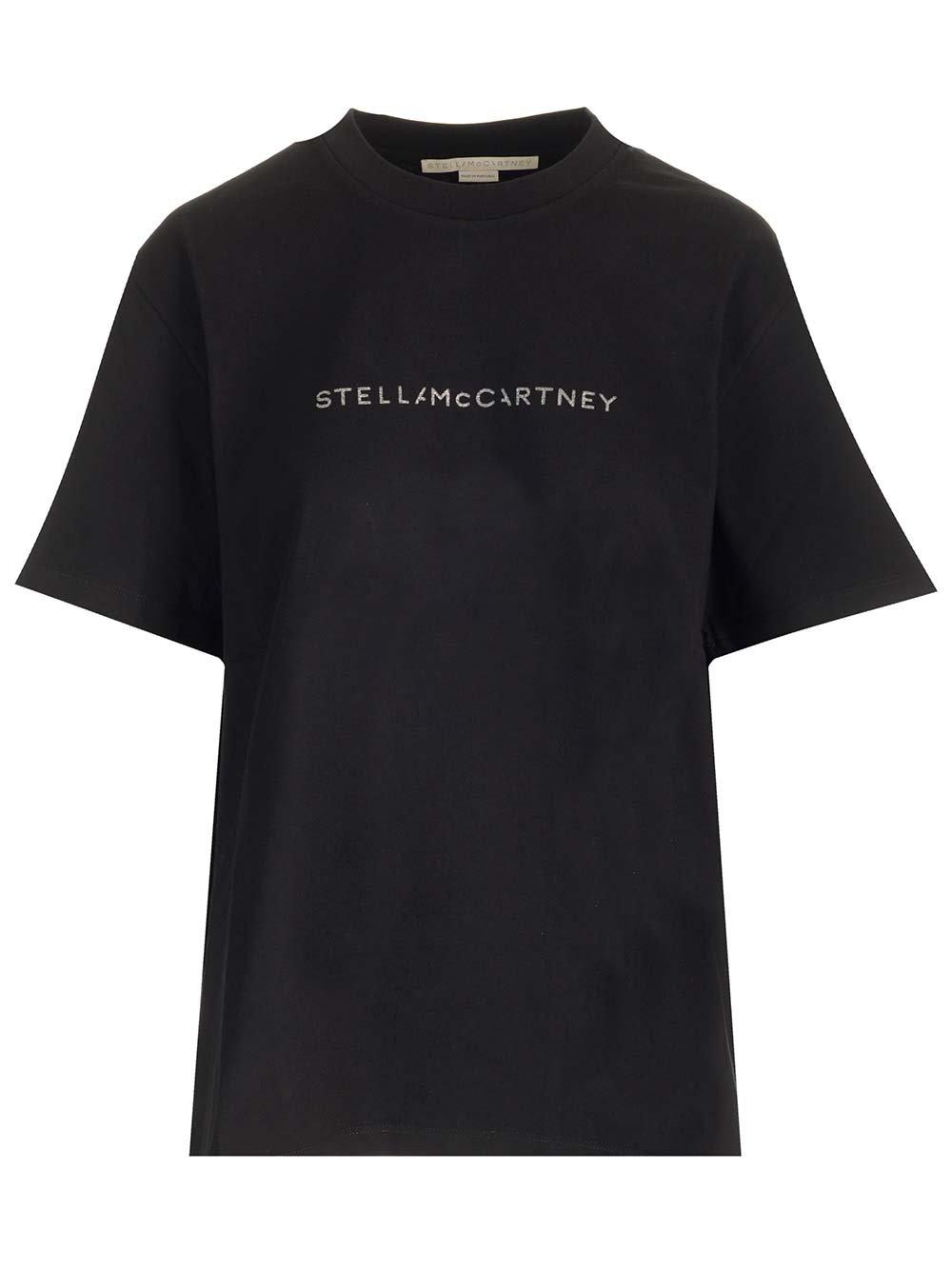 Shop Stella Mccartney Logo Printed Crewneck T-shirt In Black