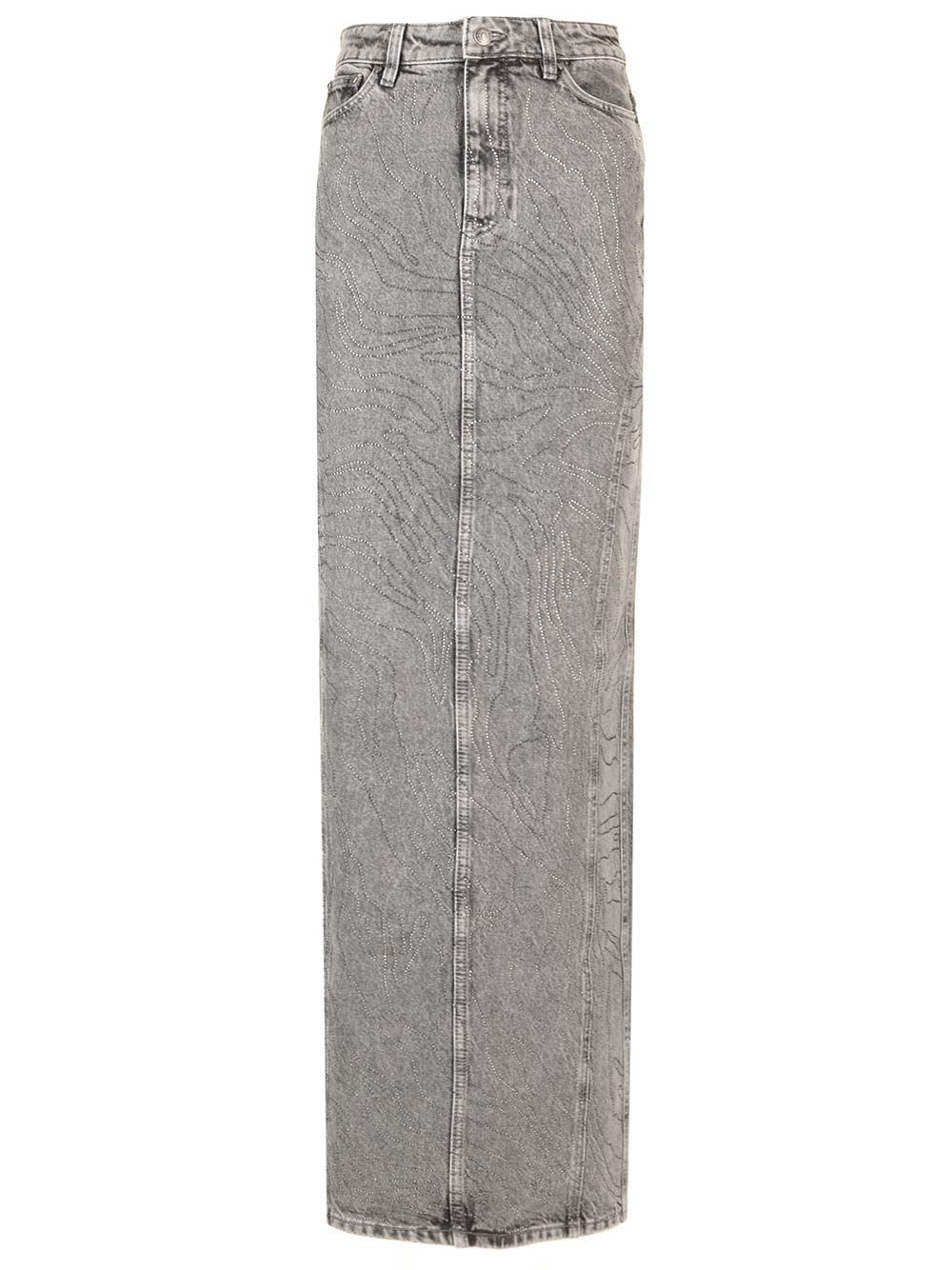 Long Gray Denim Skirt