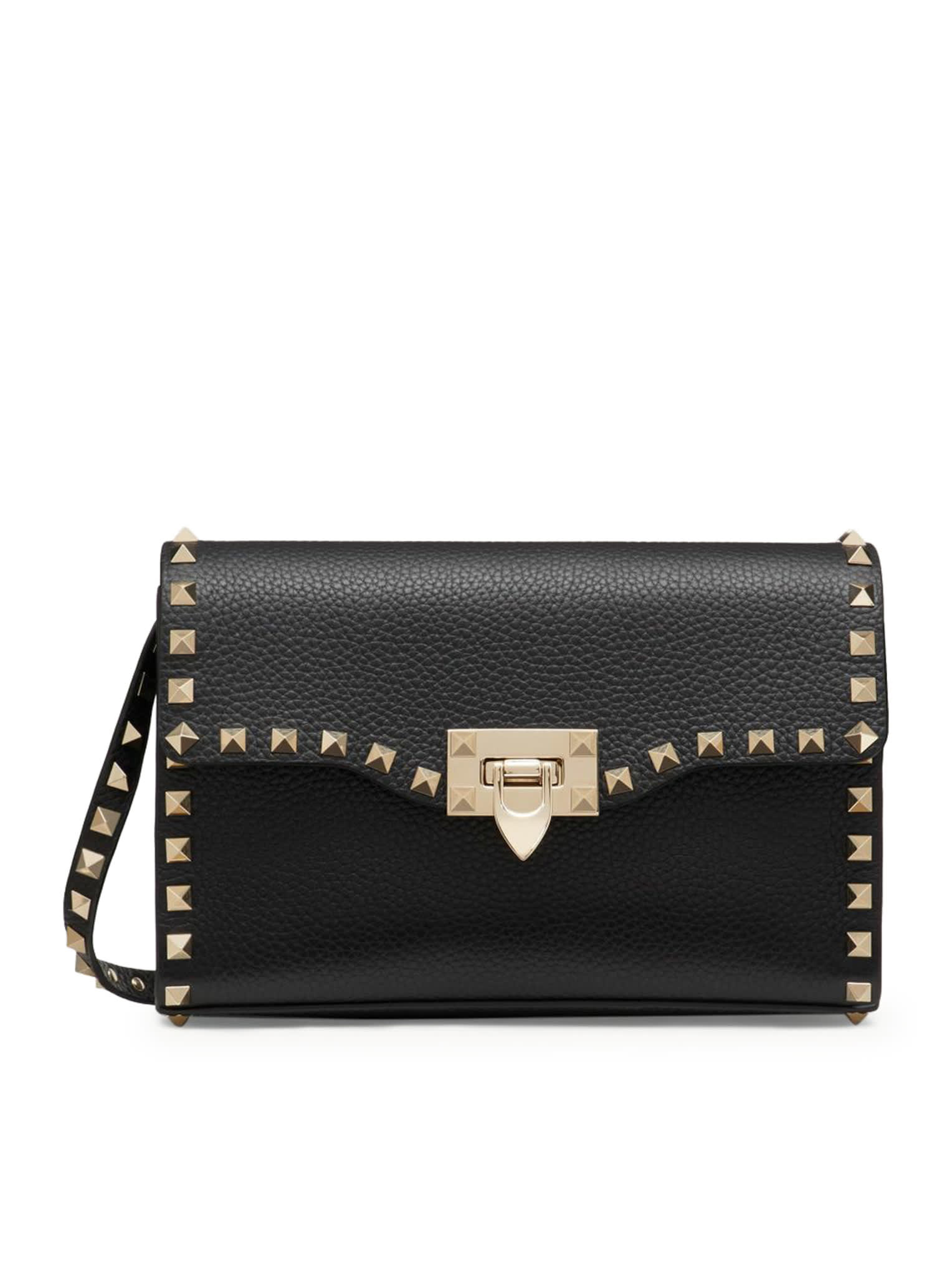 Small Rockstud Crossbody Bag In Garnet Calfskin