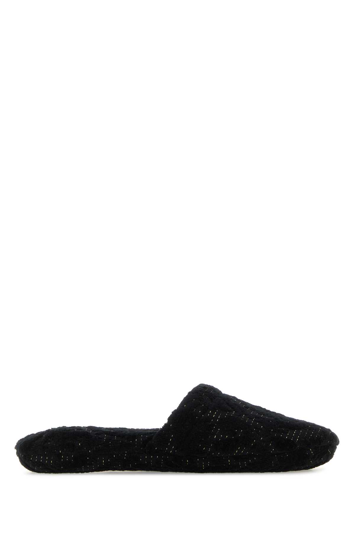 Shop Versace Black Cotton Blend Slippers In Anthracite