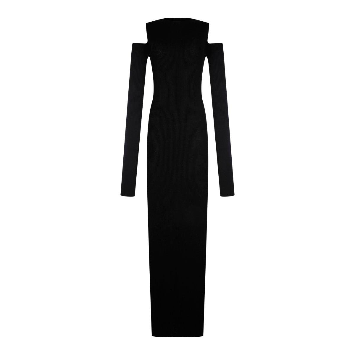 Rick Owens Cape-sleeved Knit Dress In Nero