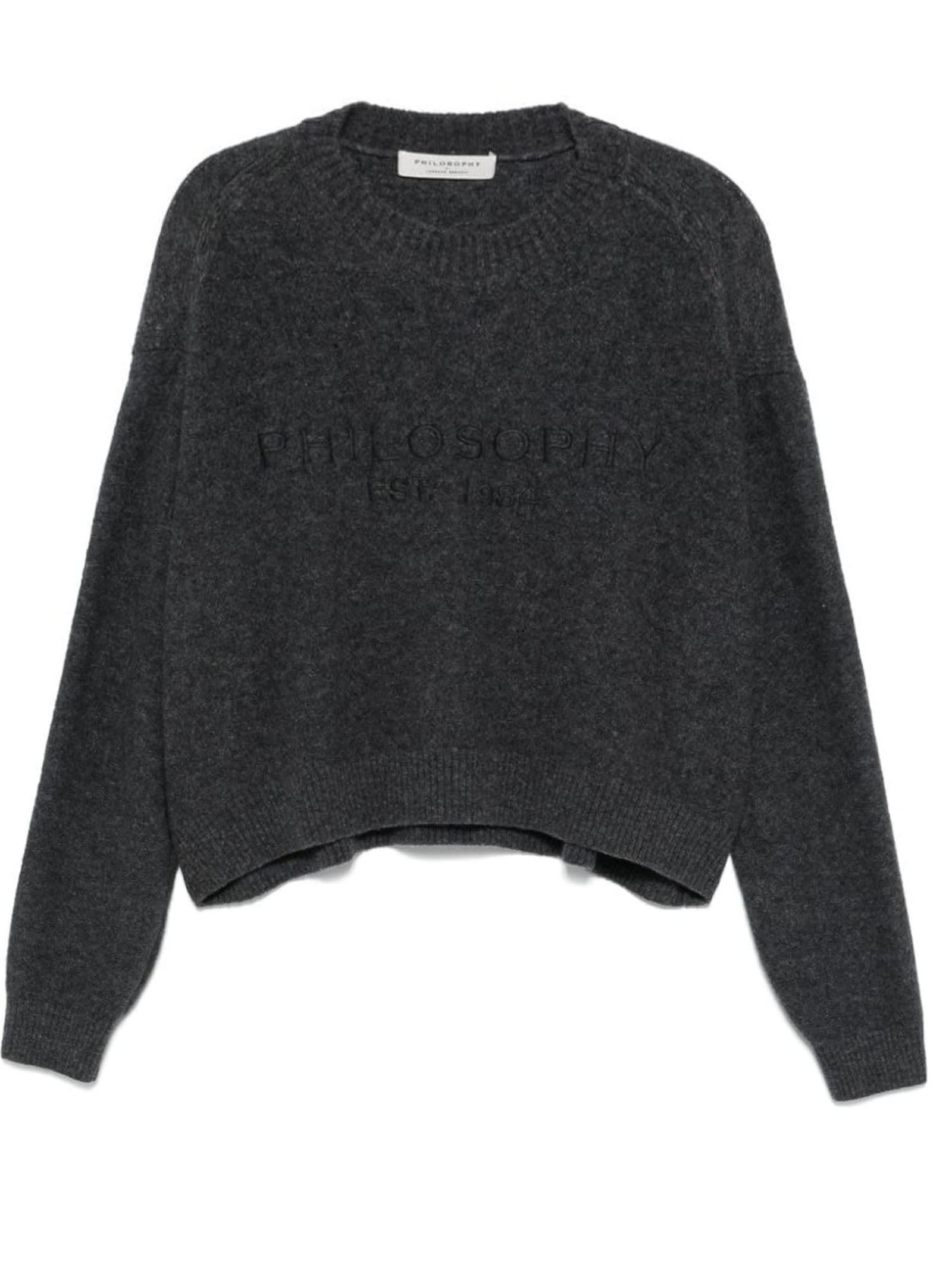 Shop Philosophy Di Lorenzo Serafini Grey Wool Blend Sweater