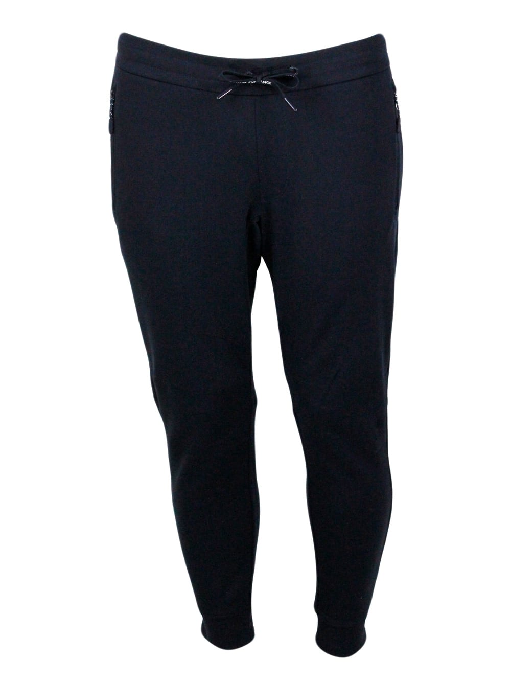 Shop Armani Collezioni Cotton Fleece Jogging Trousers With Drawstring At The Waist And Cuff At The Bottom In Blu