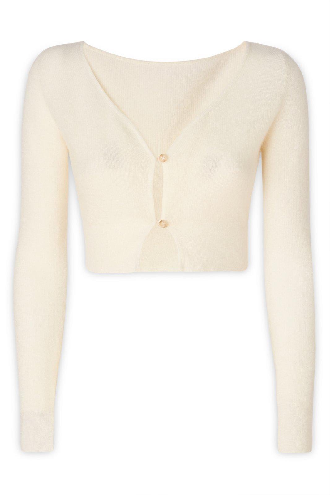 Jacquemus V-neck Buttoned Cropped Cardigan In White