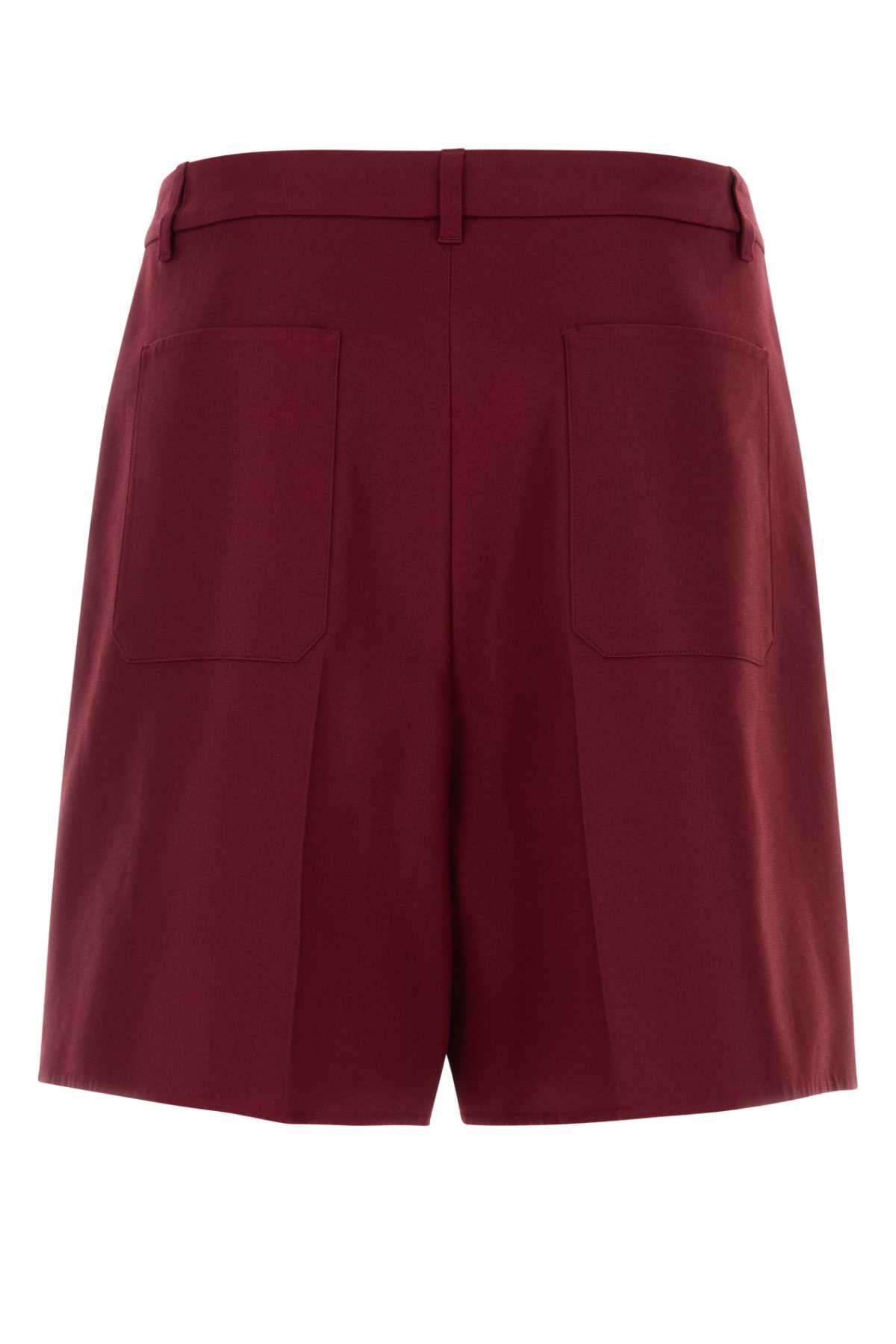 Shop Valentino Burgundy Cotton Bermuda Shorts In Rubin