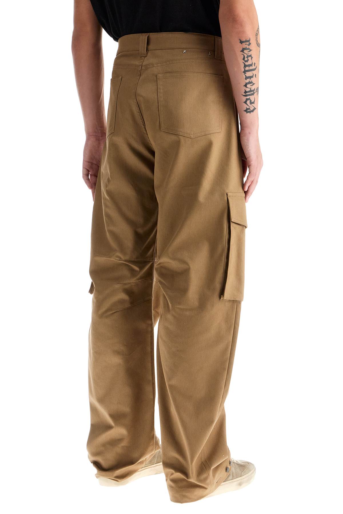 Shop Golden Goose Twill Cargo Pants In Italian In Khaki Beige (beige)