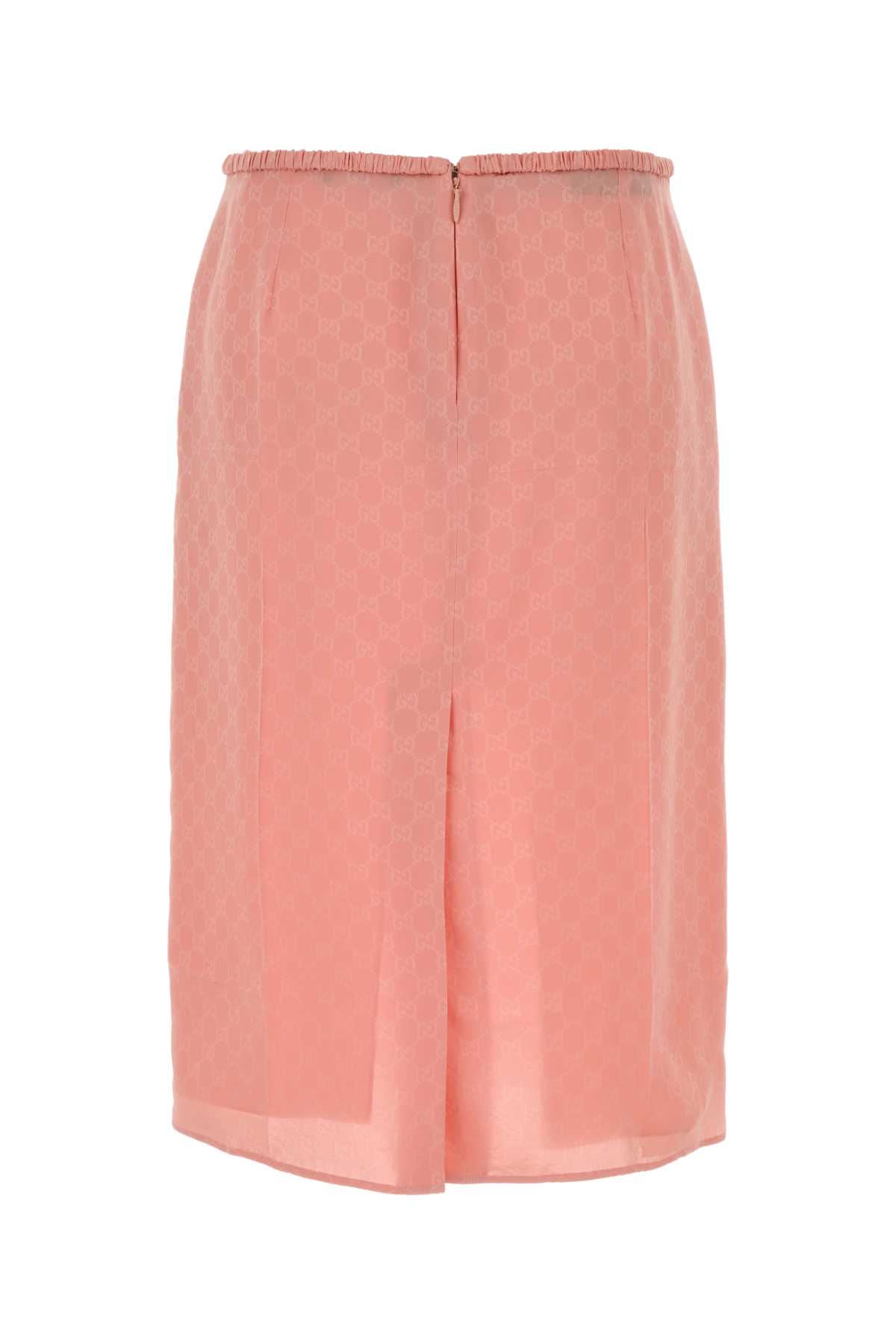 Gucci Women Pink Gg Jacquard Silk Midi Skirt In Pink