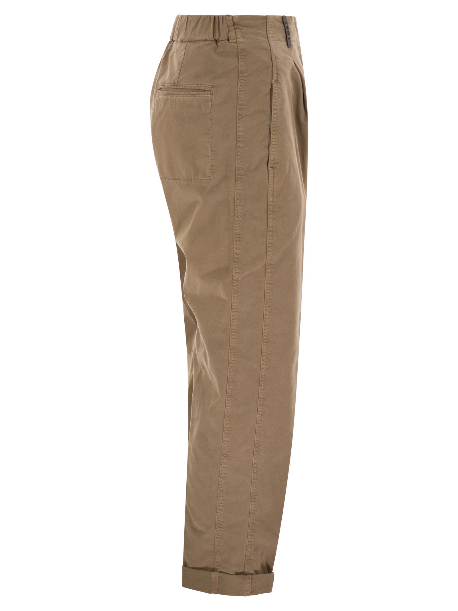 Peserico Women Garment Dyed Stretch Cotton Gabardine Trousers