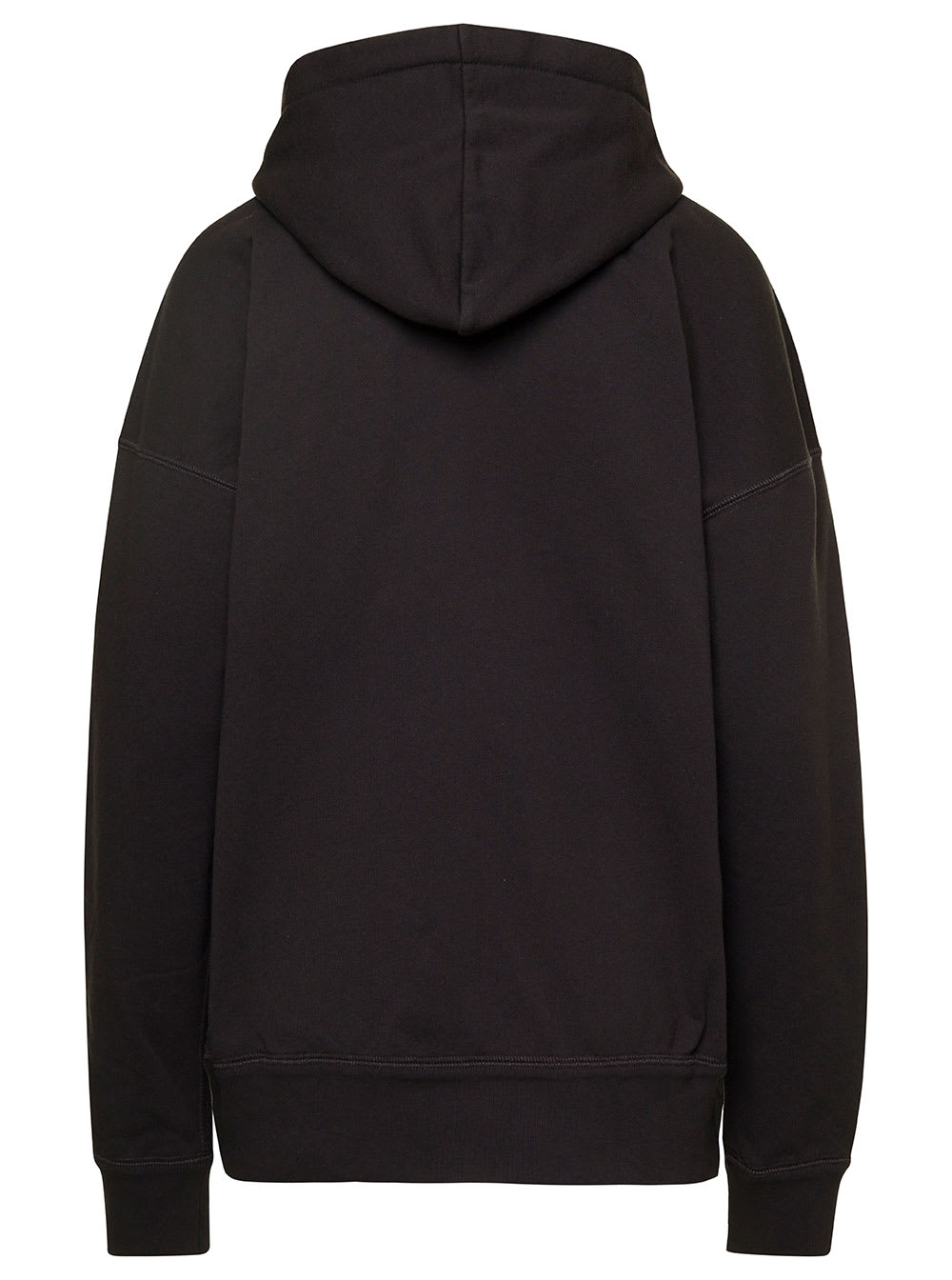 Shop Marant Etoile Black Hoodie With Tonal Logo Print In Cotton Blend Woman