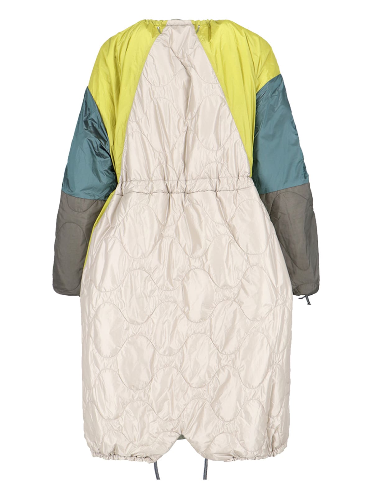 Marfa Stance Parachute Patchwork Reversible Parka In Green