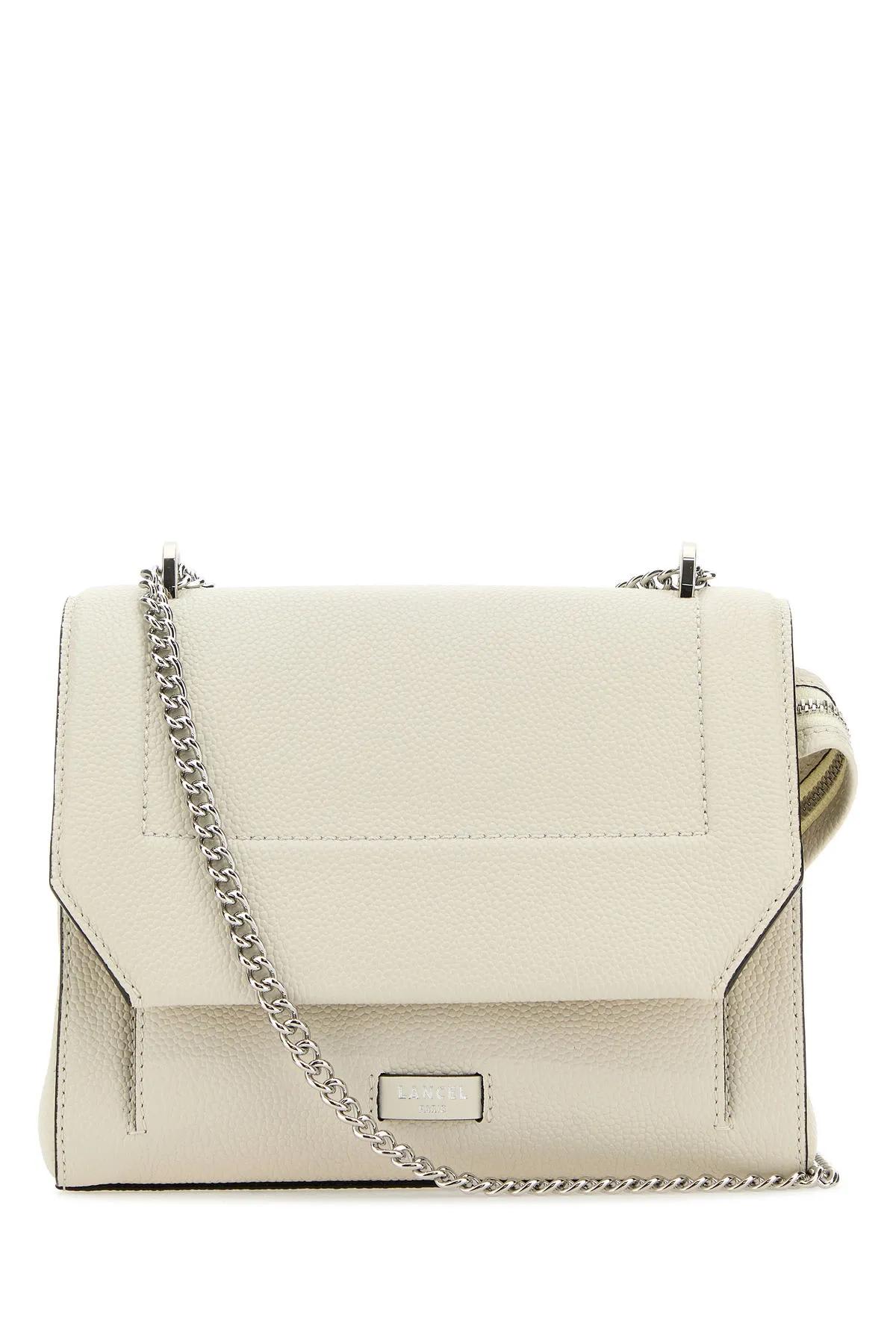 Shop Lancel White Leather Ninon Handbag In Yellow Cream