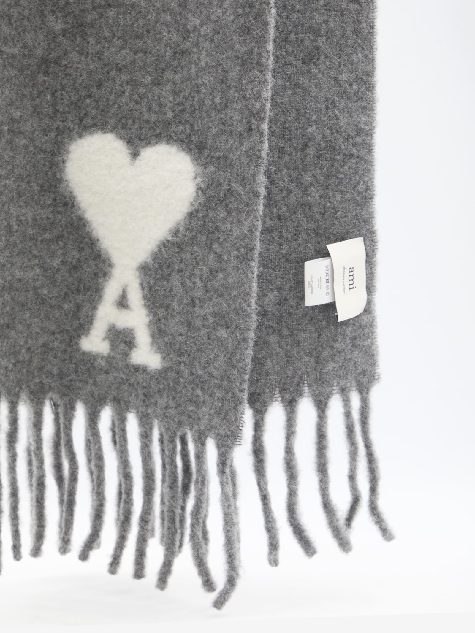 Shop Ami Alexandre Mattiussi Ami De Coeur Scarf In Grey