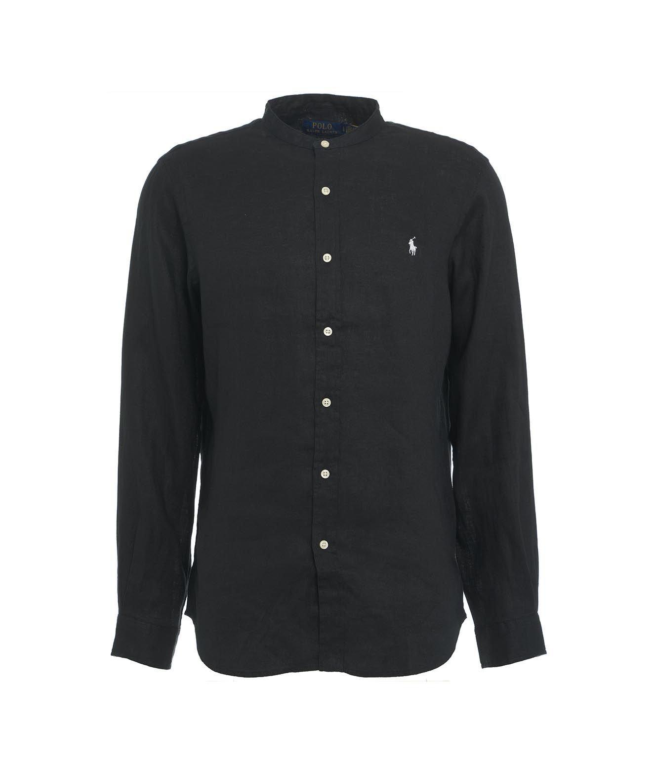 Shop Polo Ralph Lauren Polo Pony Embroidered Buttoned Shirt  In Black