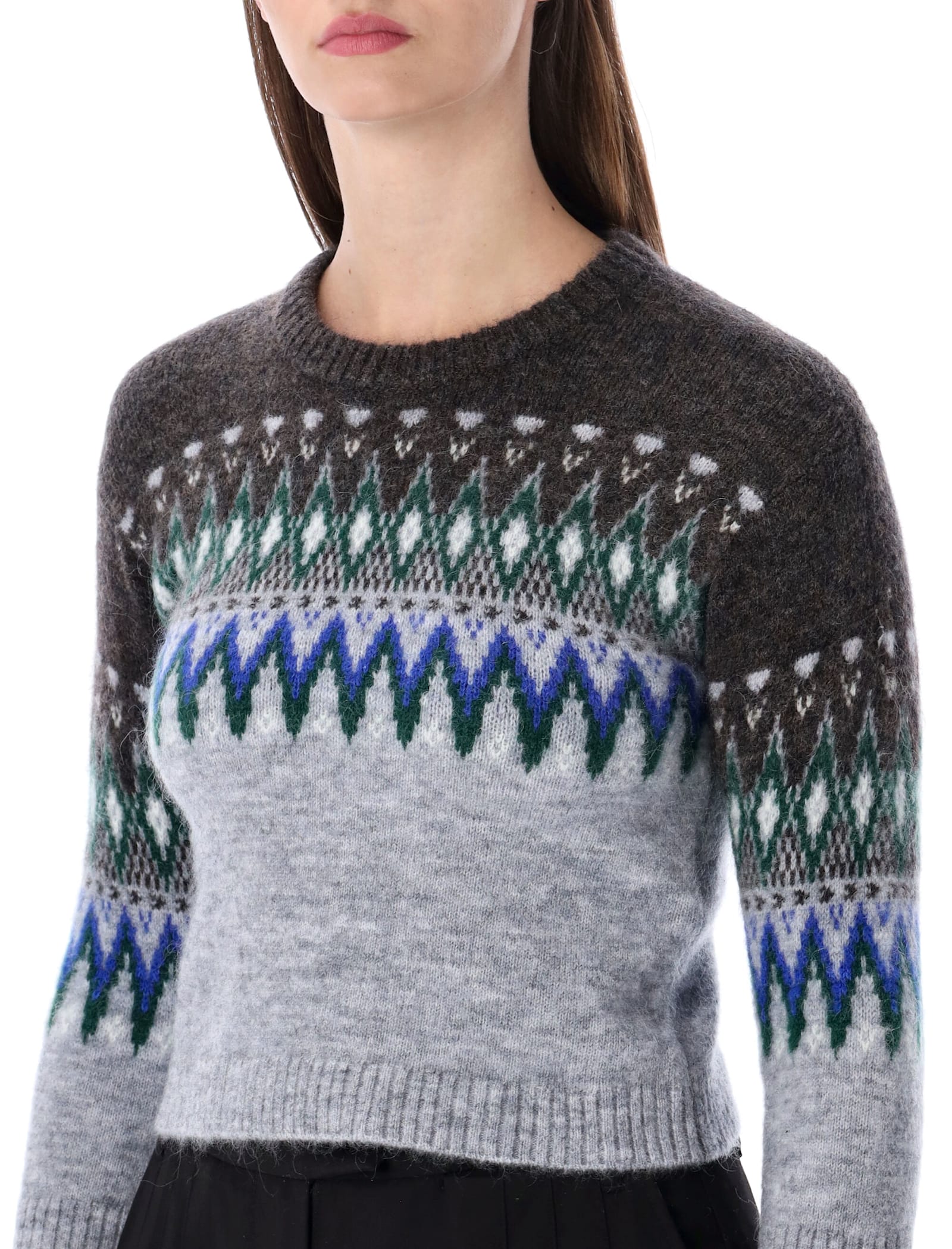 Acne Studios Fairislepattern Wool Sweater In Gray