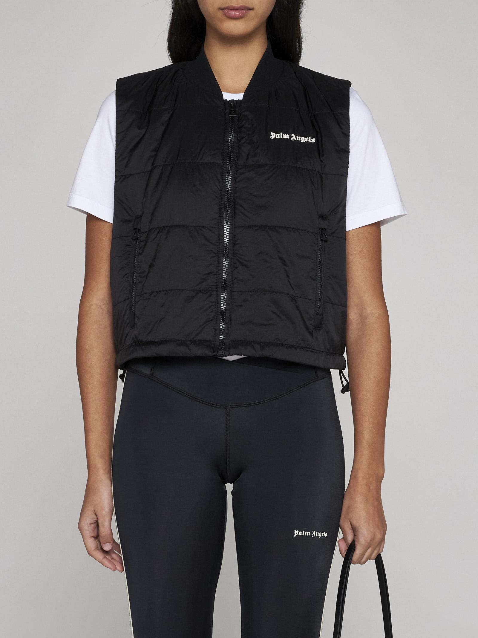 Shop Palm Angels Quilted Nylon Down Vest In Black