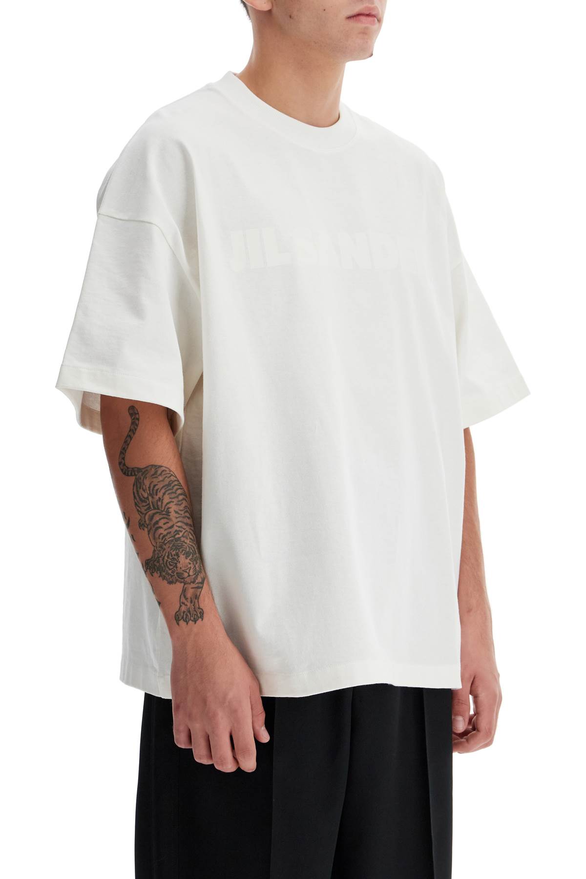 Shop Jil Sander Logo Print Boxy T-shirt In Porcelain (white)