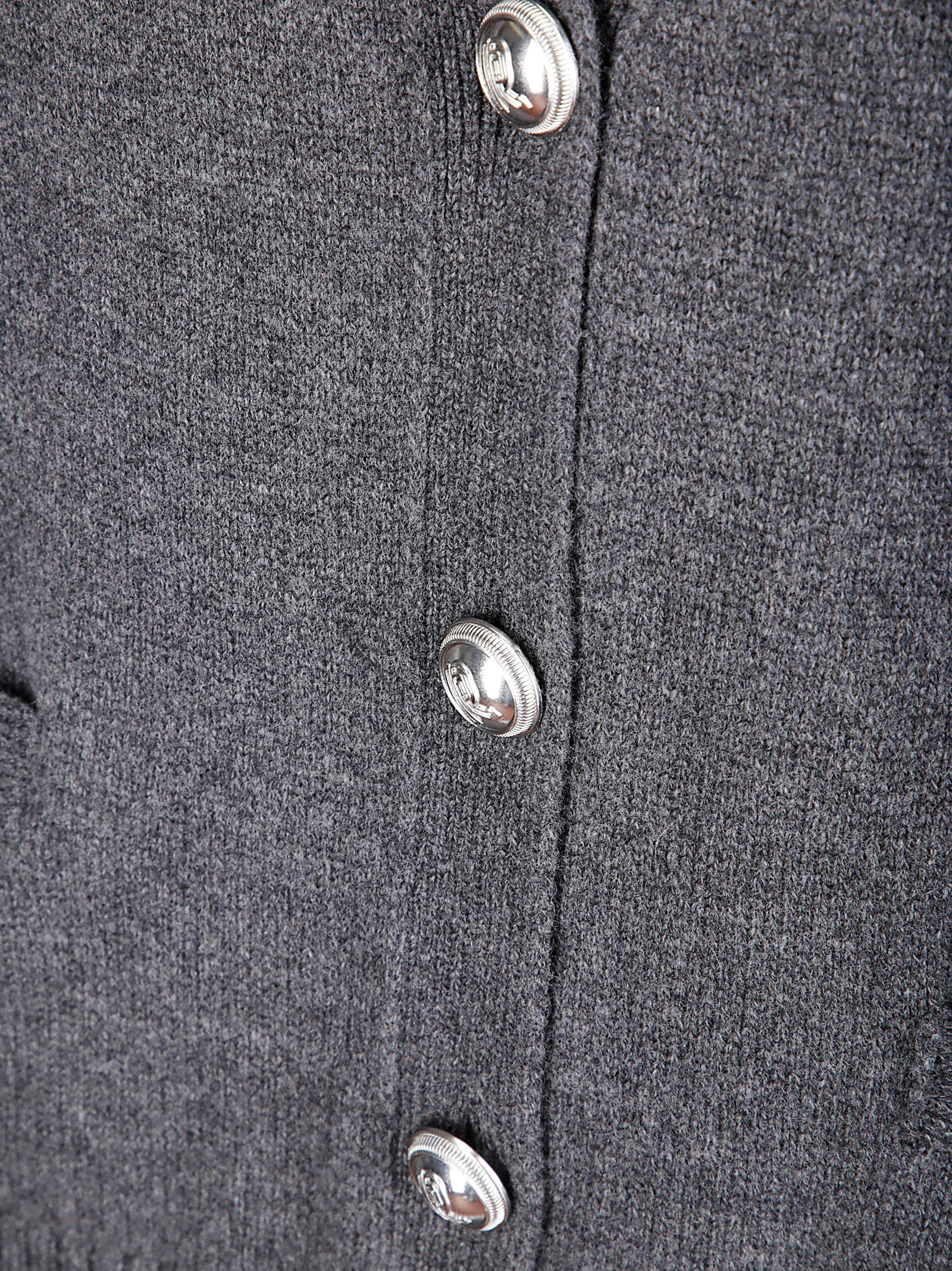 Rabanne Oversized Cardigan With Deep V-neck And Metallic Accents In Gray