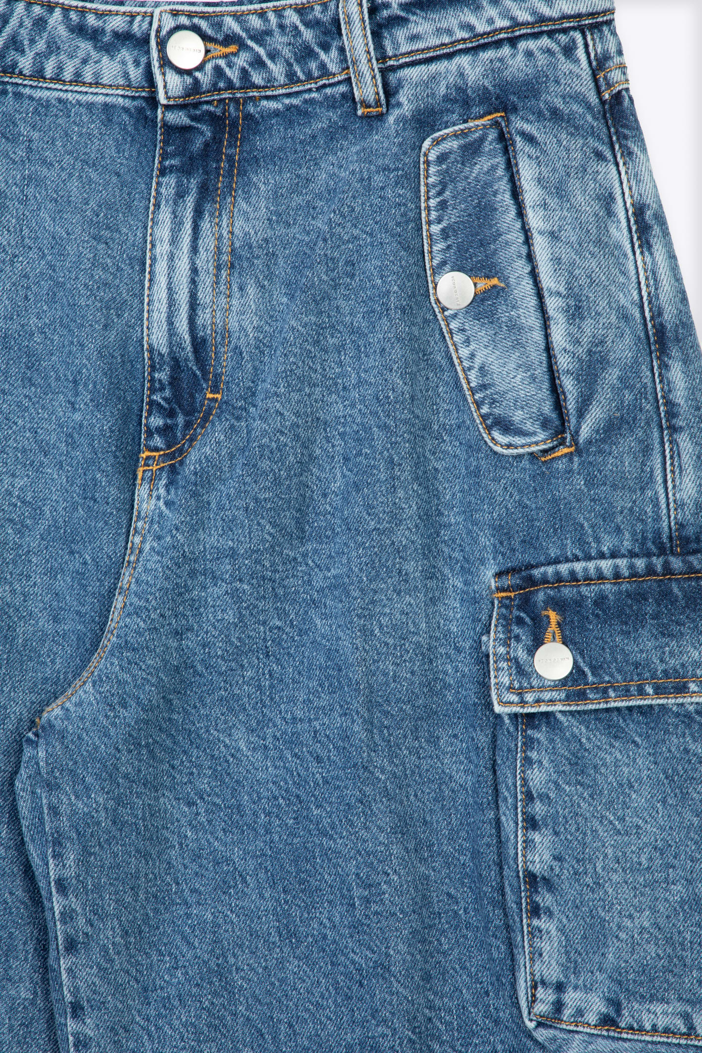 Icon Denim Woman Jeans Light Blue Denim Baggy Cargo Pant - Rosalia