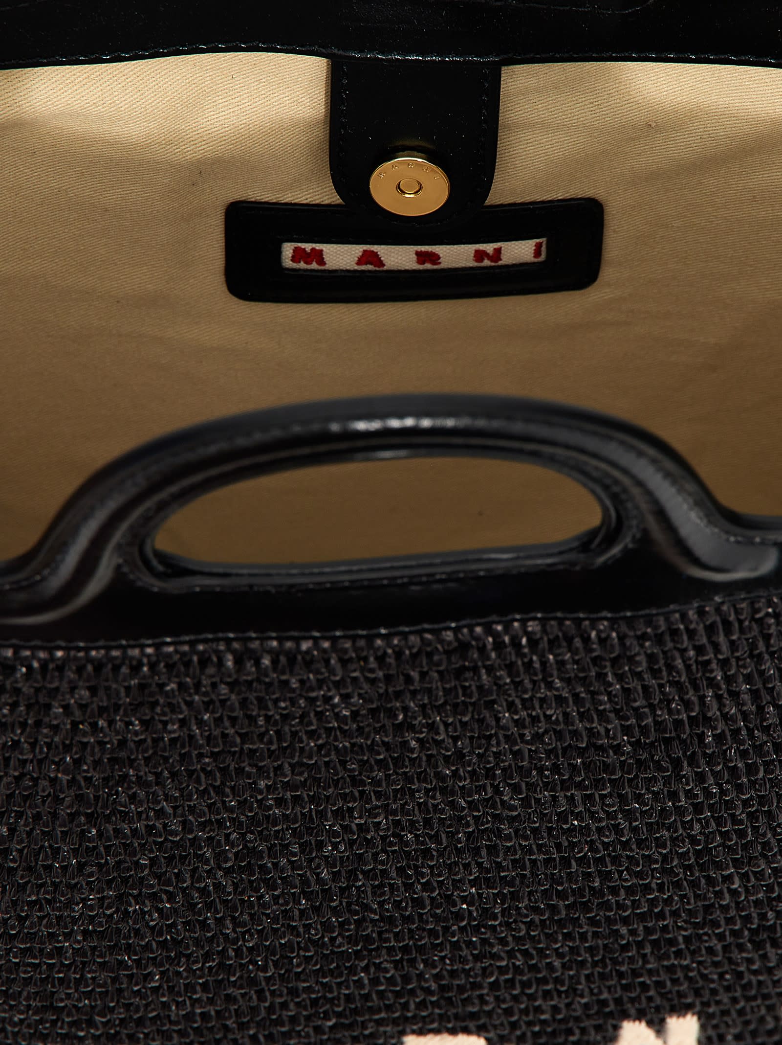 Marni Leather And Fabric Stylish Bag In Black