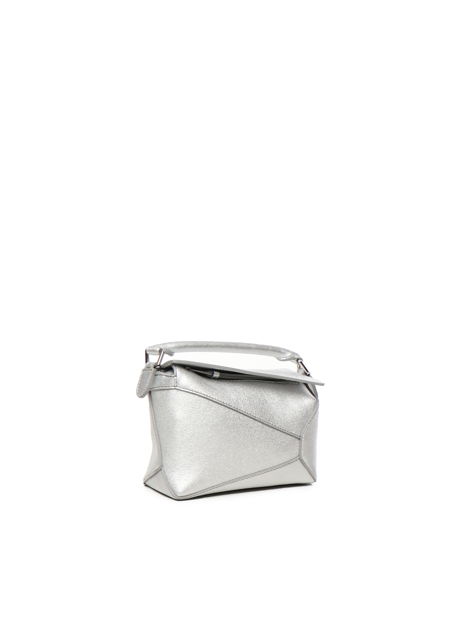 Loewe Mini Puzzle Tote Bag In Silver