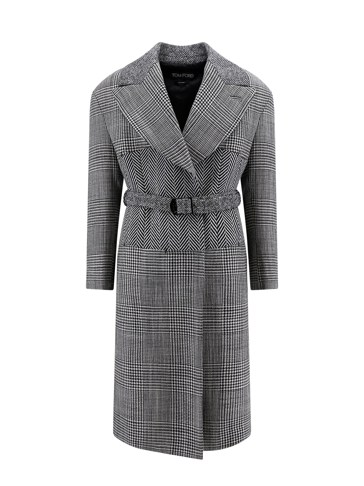 Tom Ford Cashmere And Wool Coat With Black/white Motif In Multicolor